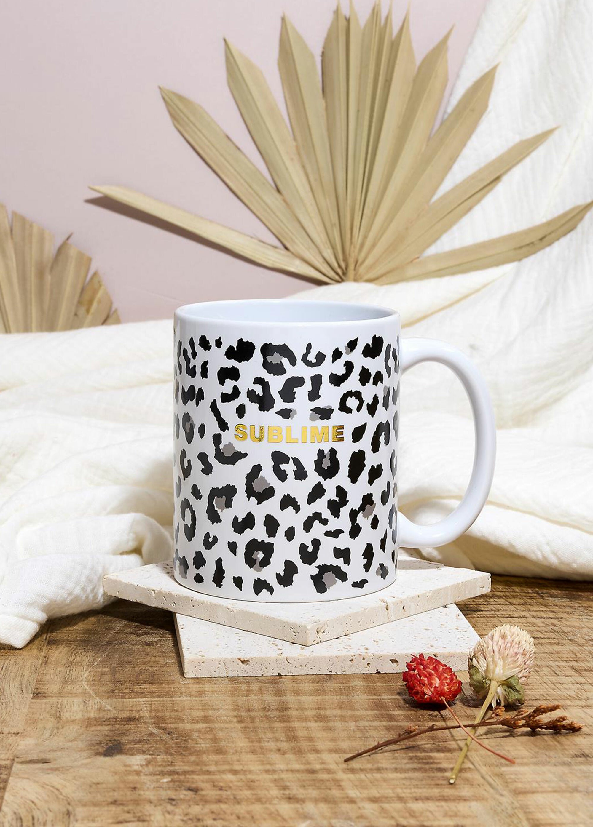 Mug céramique à message motif léopard Blanc CMP-KA0749 SI1