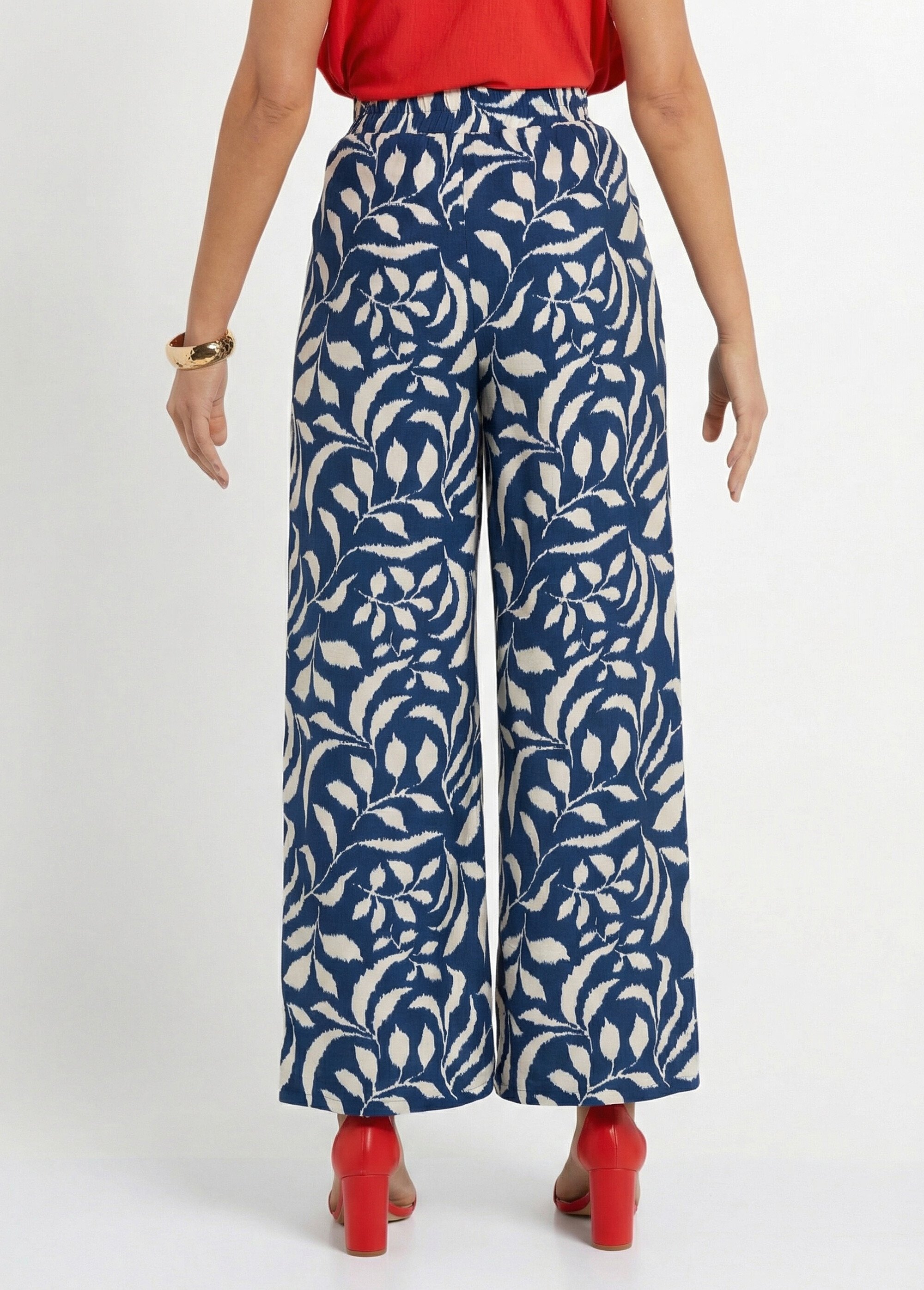 Pantalon fluide bicolore taille élastiquée Femme Bleu NOEVA DO1