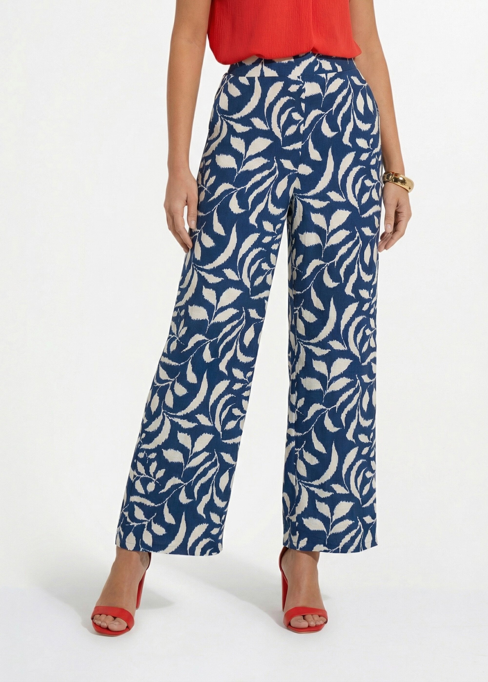 Pantalon fluide bicolore taille élastiquée Femme Bleu NOEVA FA1