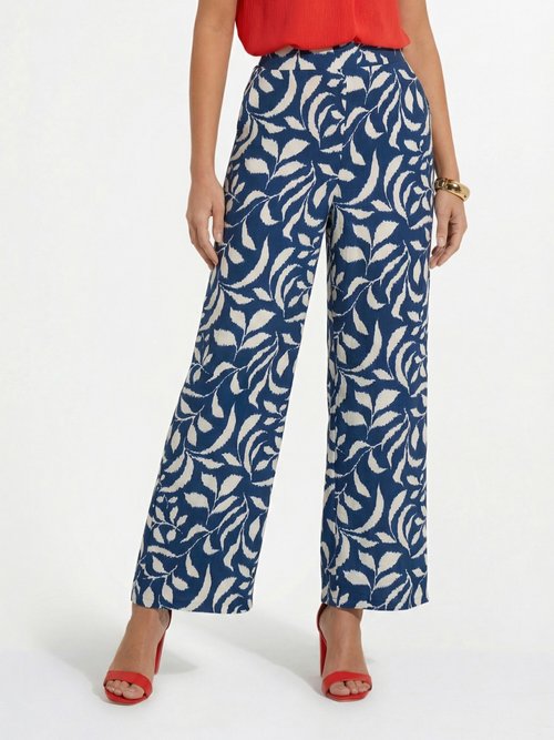 Pantalon fluide bicolore taille élastiquée Femme Bleu NOEVA FA1