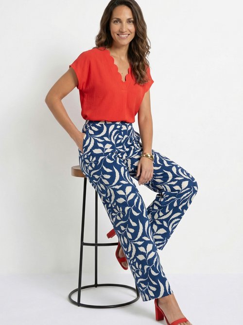 Pantalon fluide bicolore taille élastiquée Femme Bleu NOEVA MV1