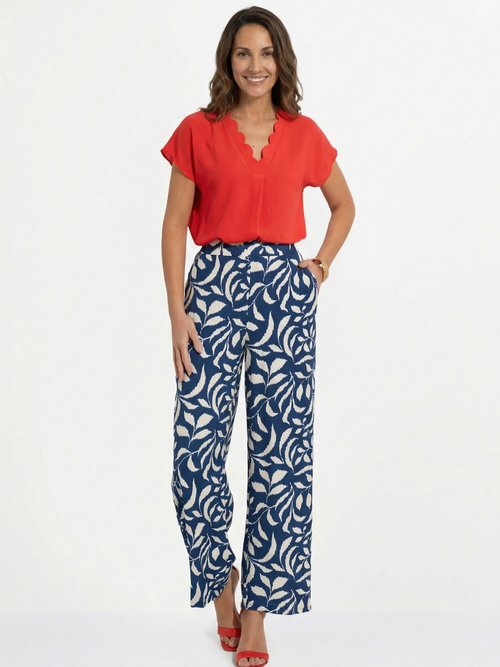 Pantalon fluide bicolore taille élastiquée Femme Bleu NOEVA SF1