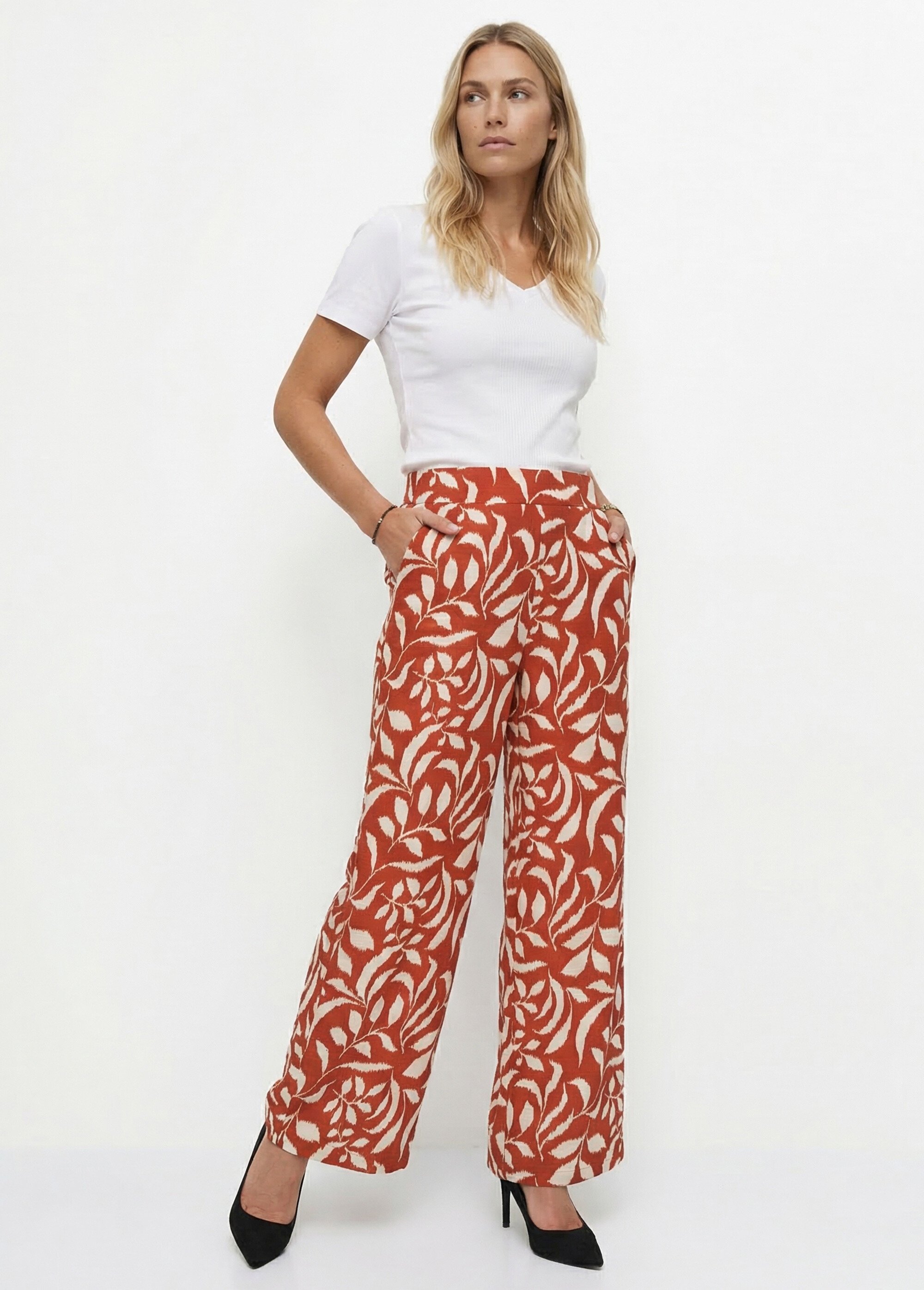 Pantalon fluide bicolore taille élastiquée