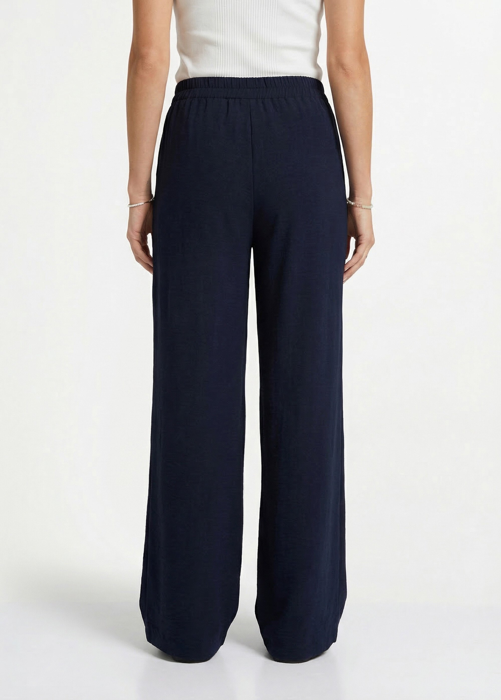 Pantalon fluide bicolore taille élastiquée