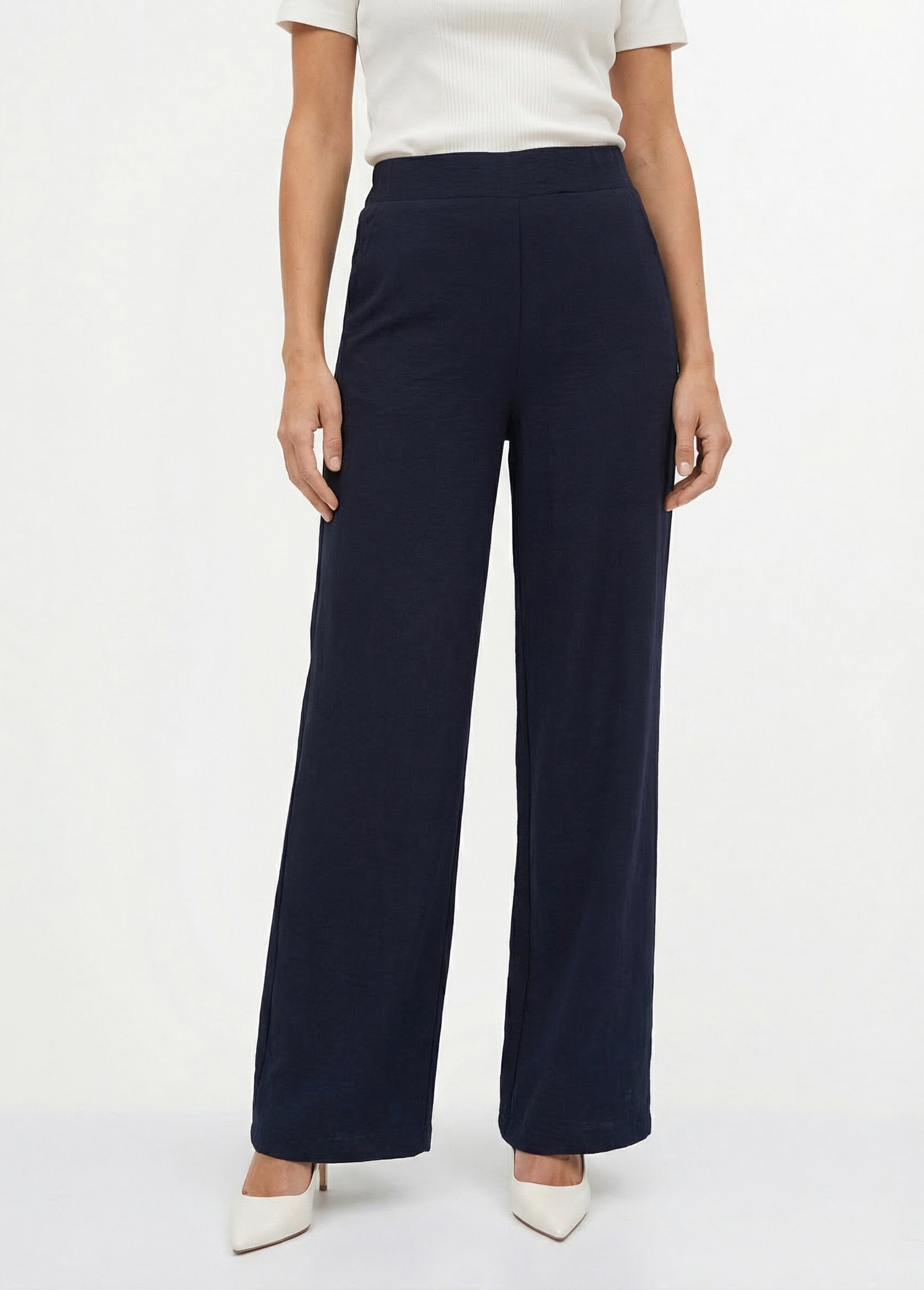 Pantalon fluide bicolore taille élastiquée Femme Bleu NOEVA FA1