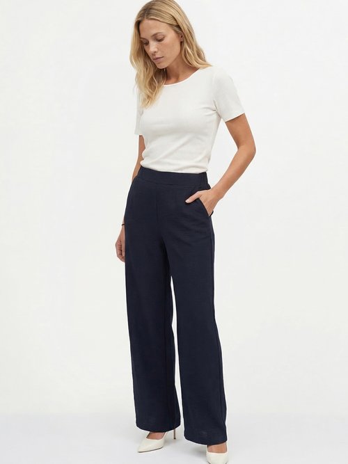 Pantalon fluide bicolore taille élastiquée Femme Bleu NOEVA MV1