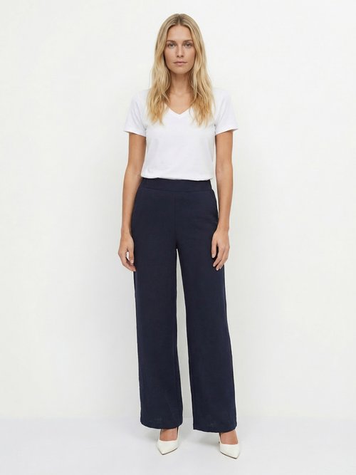 Pantalon fluide bicolore taille élastiquée Femme Bleu NOEVA SF1