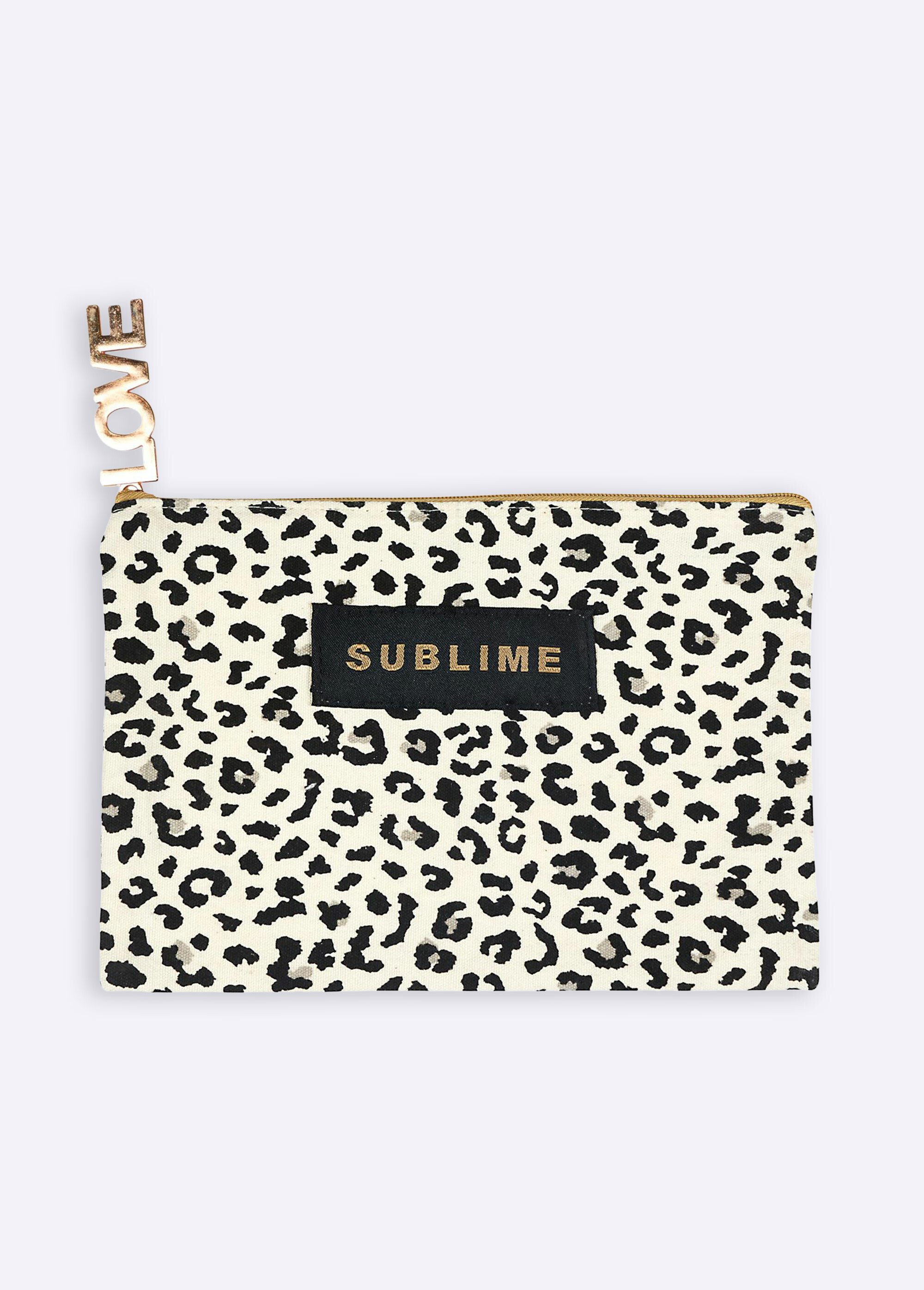 Pochette zippée à message motif léopard Femme Blanc CMP-SH8533 FA1