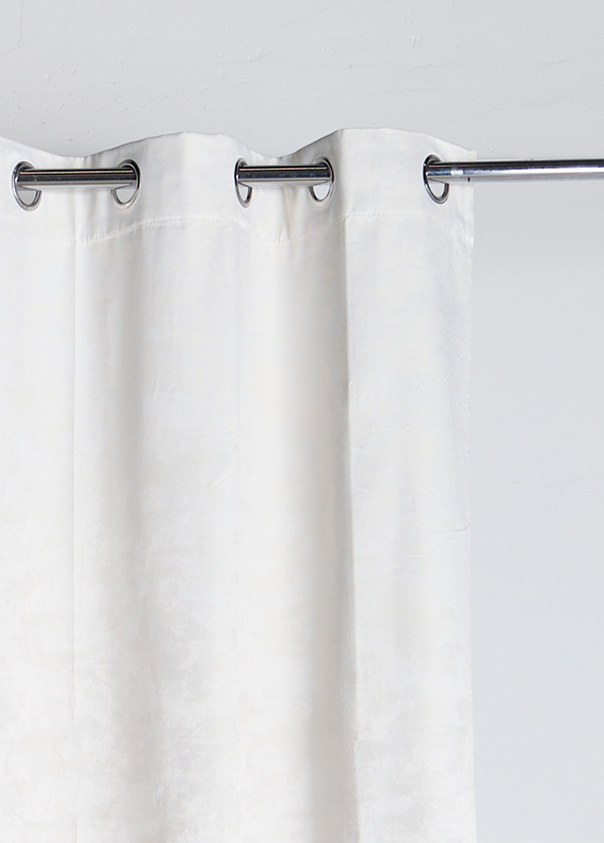 Rideau occultant faux uni 1 panneau œillets Blanc COTZA128233-3 DE1