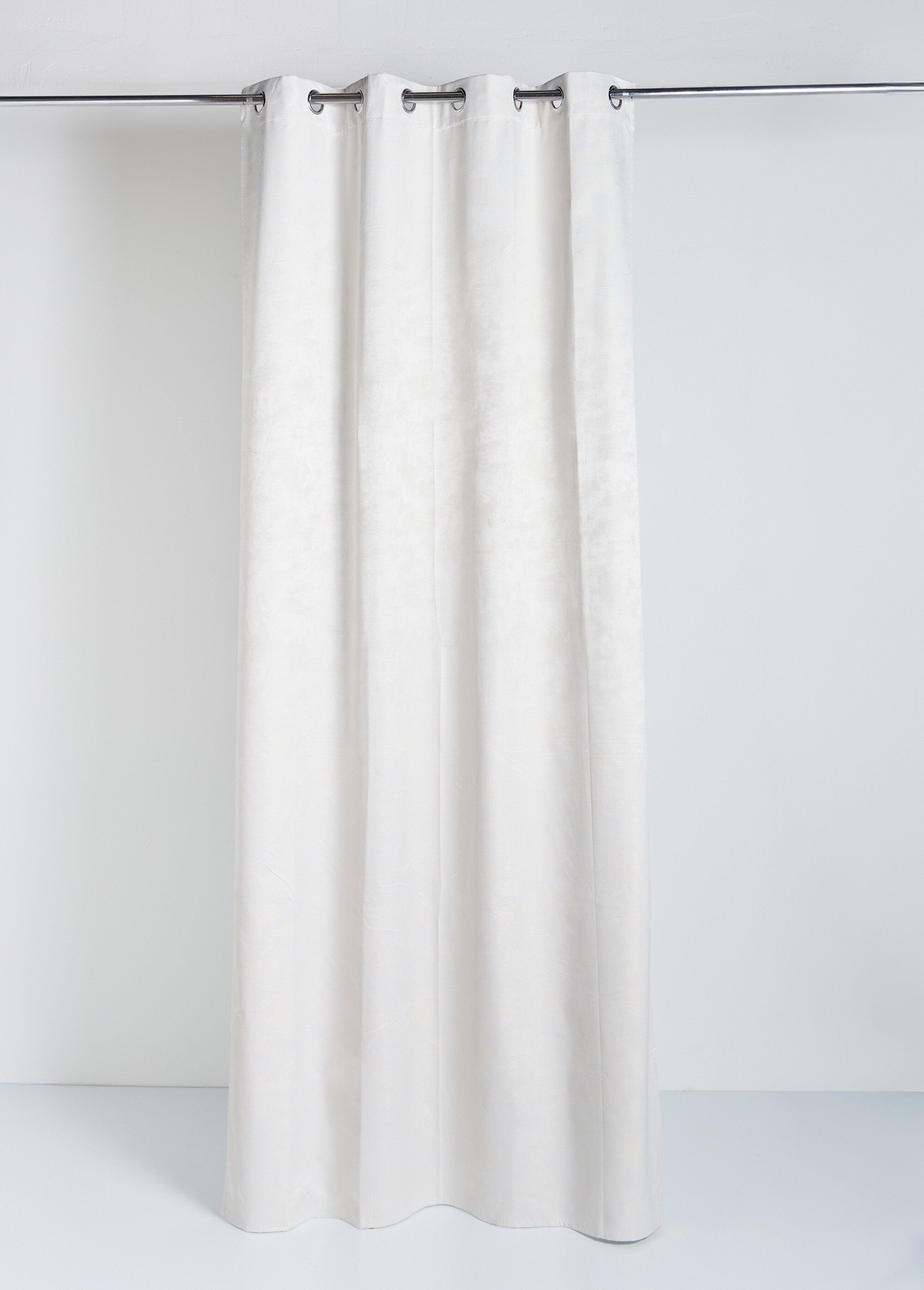 Rideau occultant faux uni 1 panneau œillets Blanc COTZA128233-3 FA1