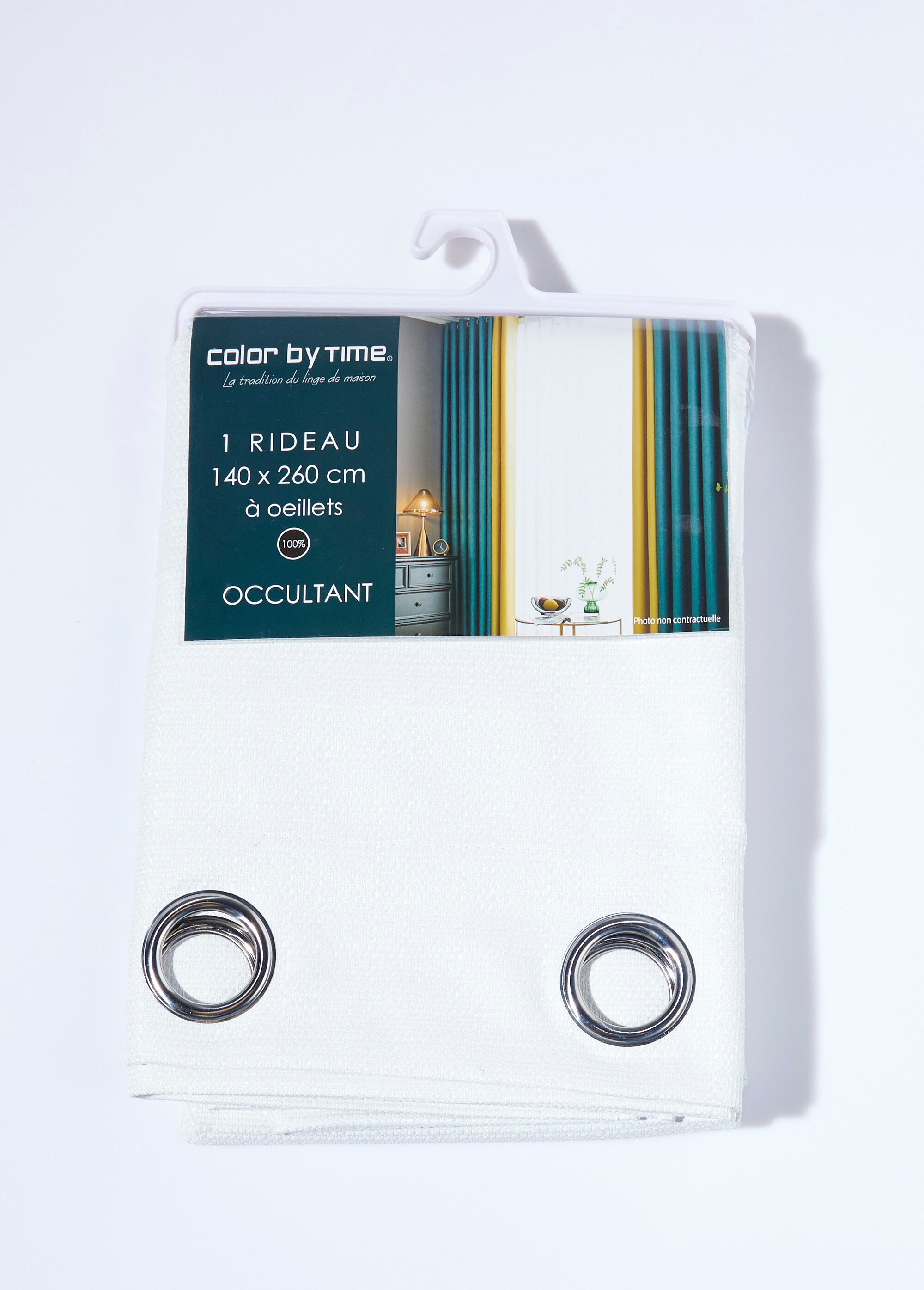 Rideau occultant tramé 1 panneau œillets Blanc COTZA128233-2 DE2