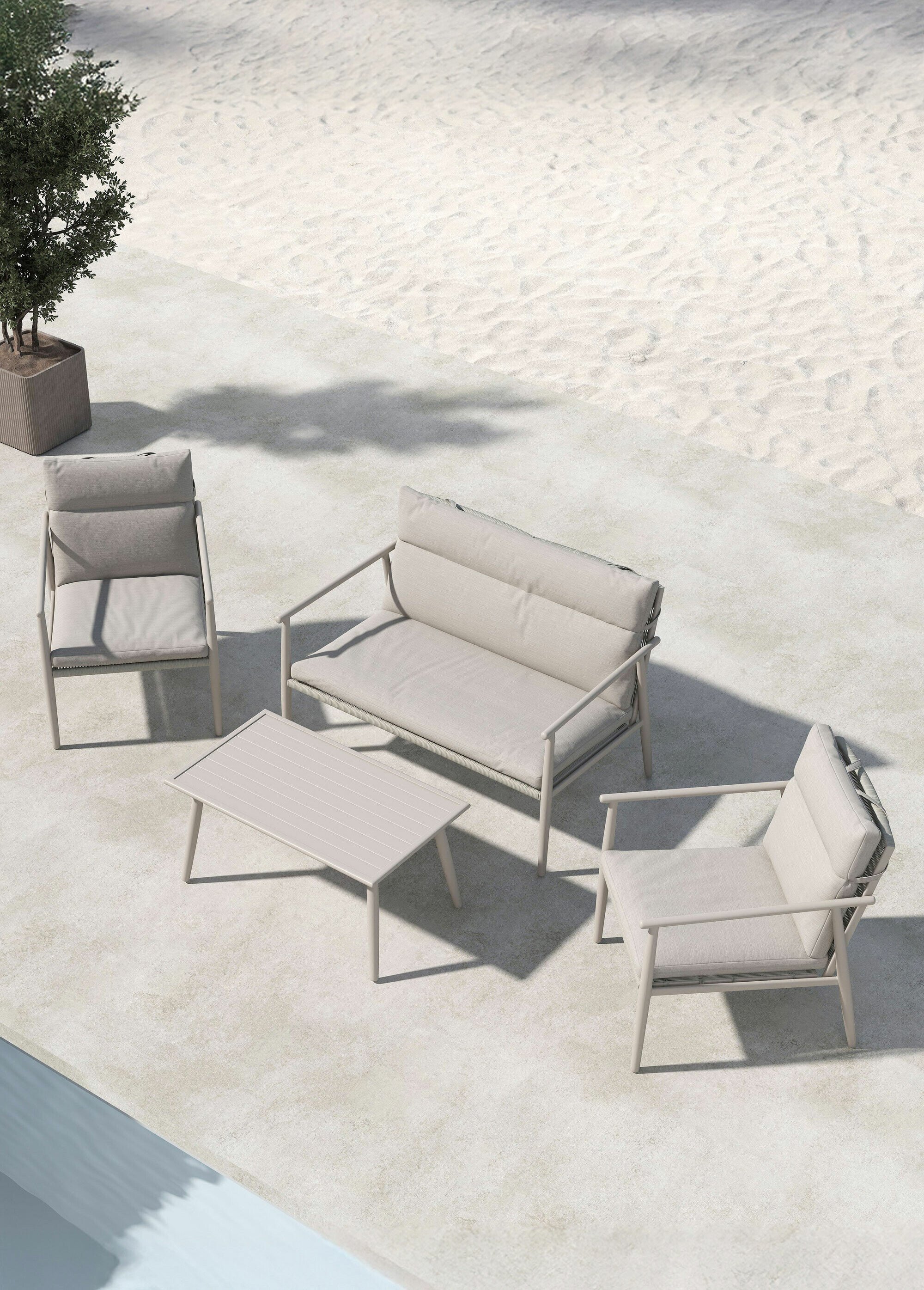 Set Canapé + 2 Fauteuils + Table basse BEIGE VEN-9802-222 SI1