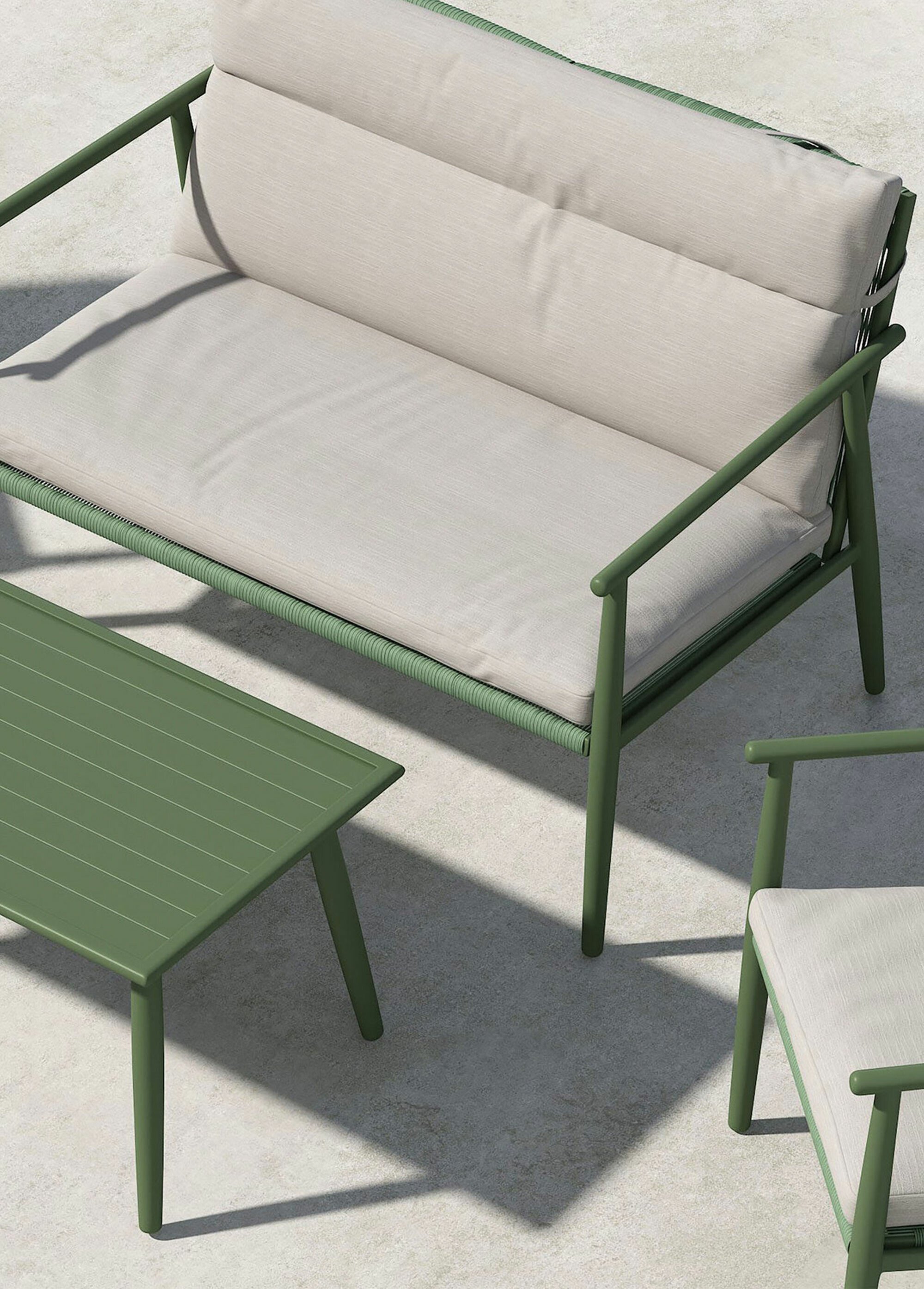 Set Canapé + 2 Fauteuils + Table basse VERT VEN-9802-222 DE1