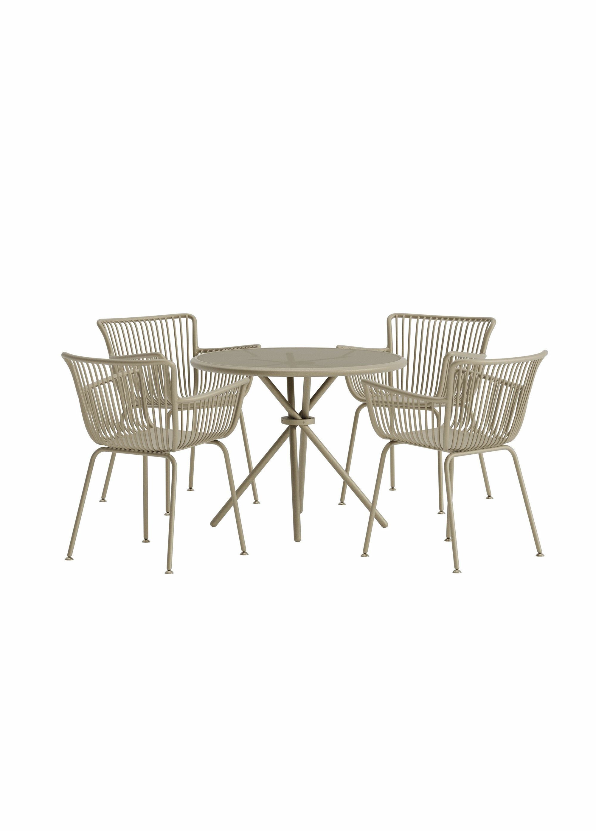 Set de jardin Table ronde + 4 Fauteuils BEIGE VEN-9893-222 FA1