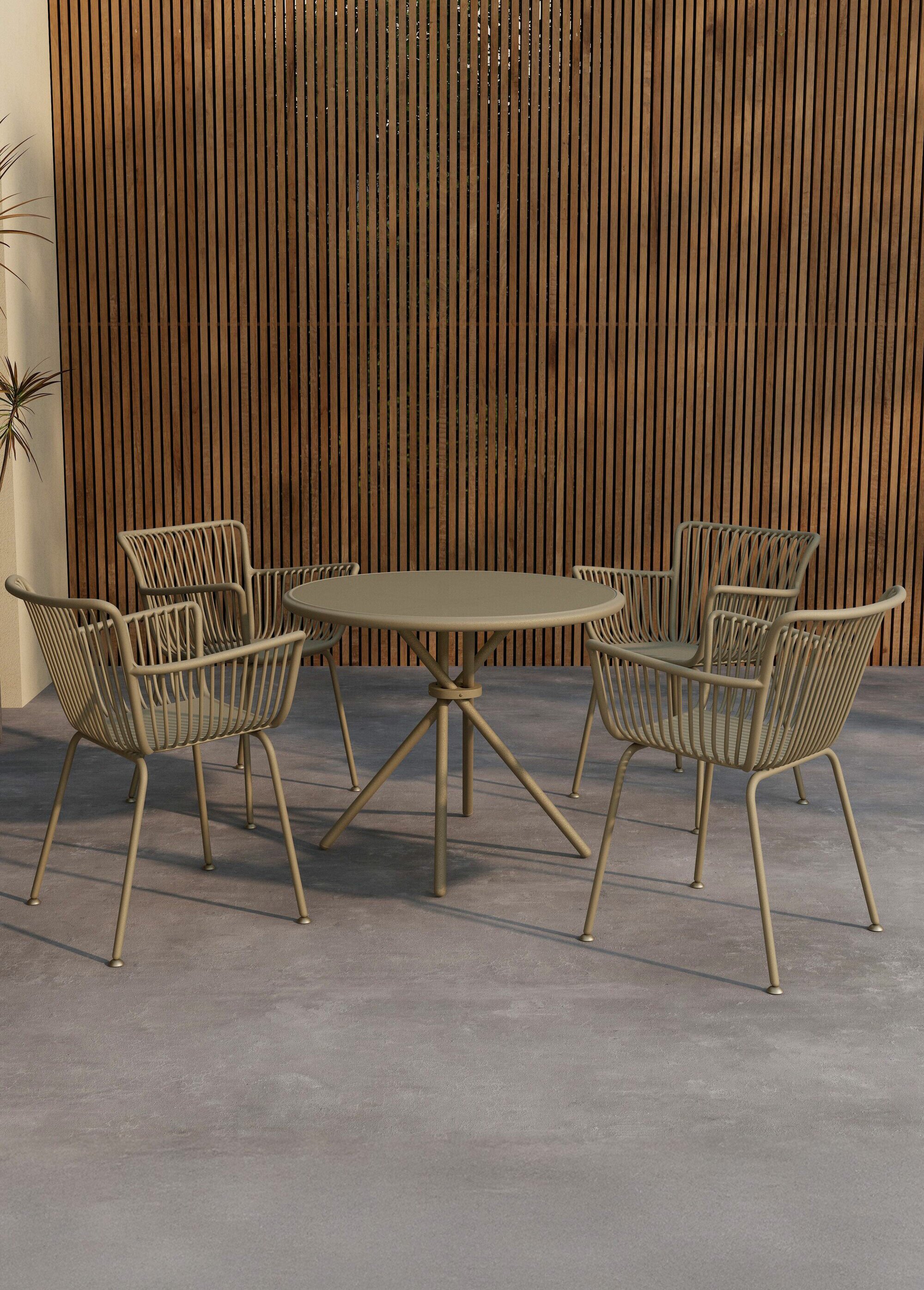 Set de jardin Table ronde + 4 Fauteuils BEIGE VEN-9893-222 SI1