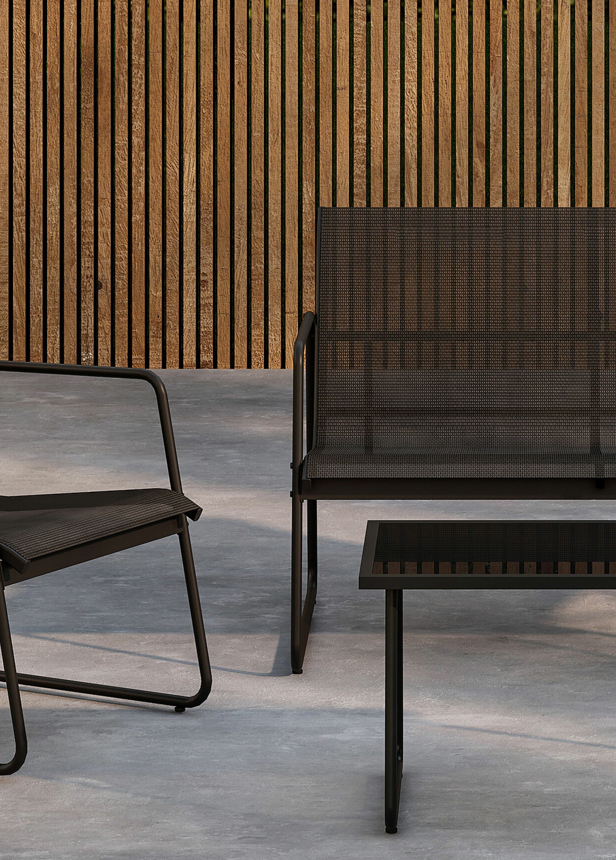 Set foncé Canapé + 2 Fauteuils + Table