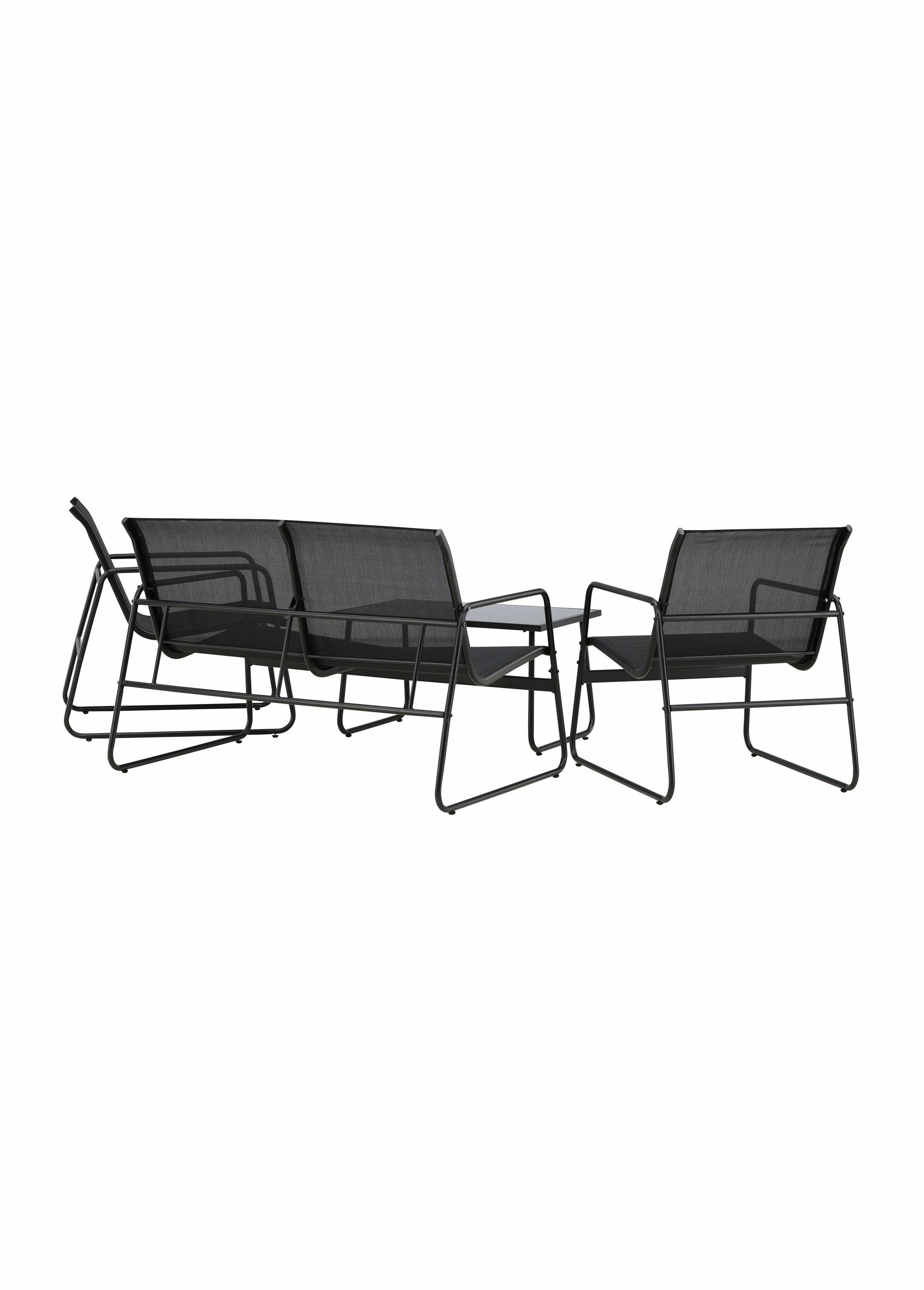 Set foncé Canapé + 2 Fauteuils + Table