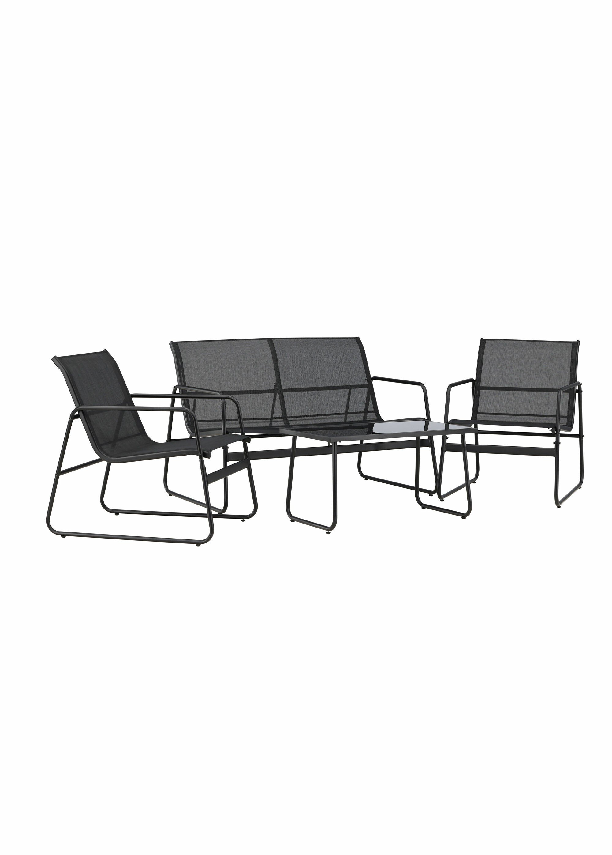 Set foncé Canapé + 2 Fauteuils + Table