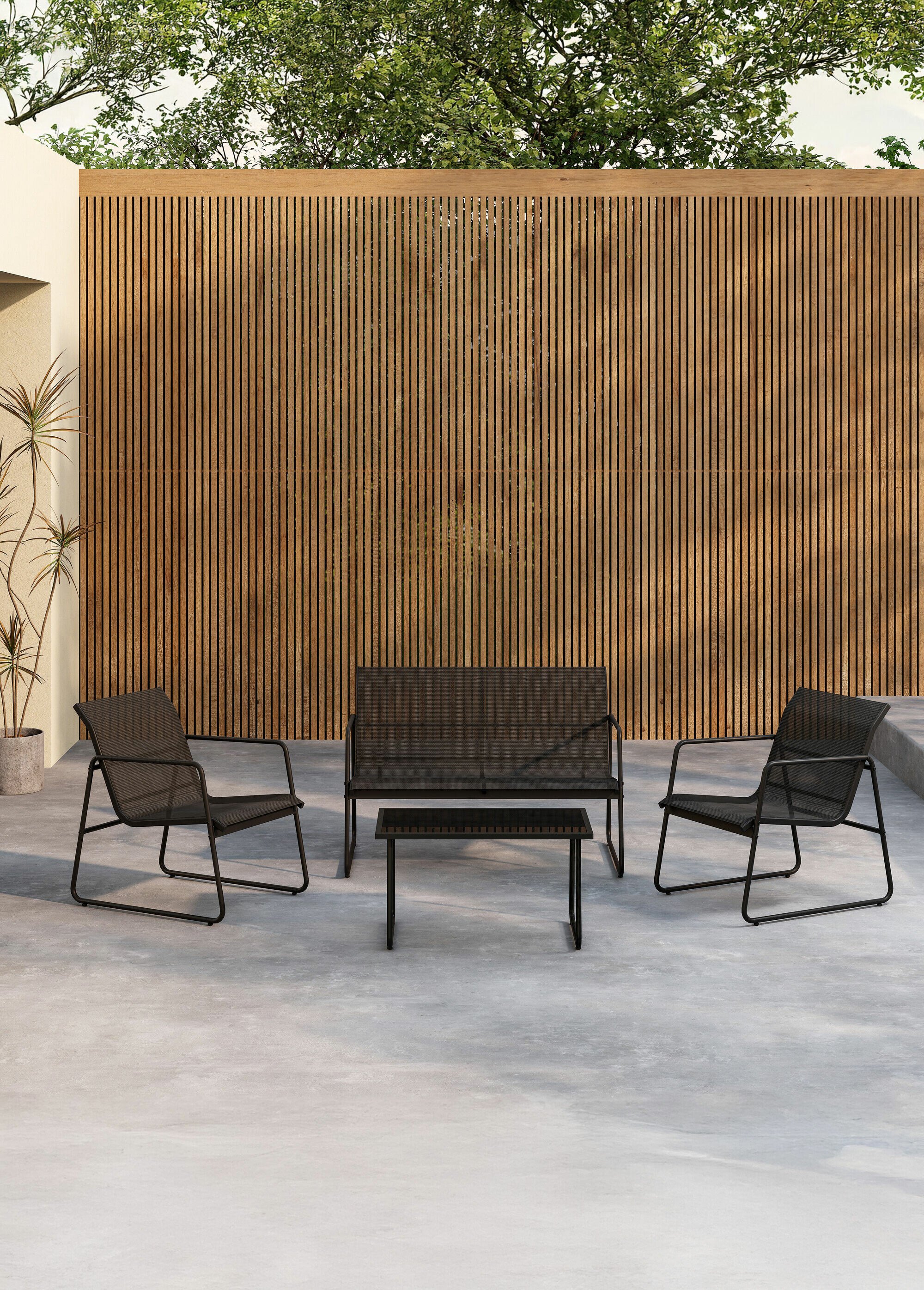 Set foncé Canapé + 2 Fauteuils + Table NOIR VEN-9807-100 SI1