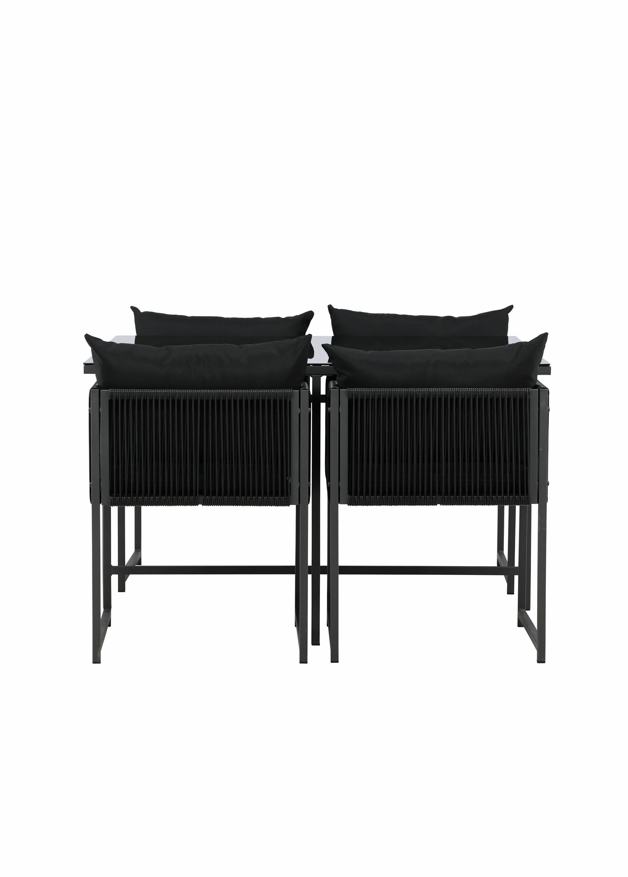 Set grande Table verre + 4 Fauteuils NOIR VEN-9786-100 DO1