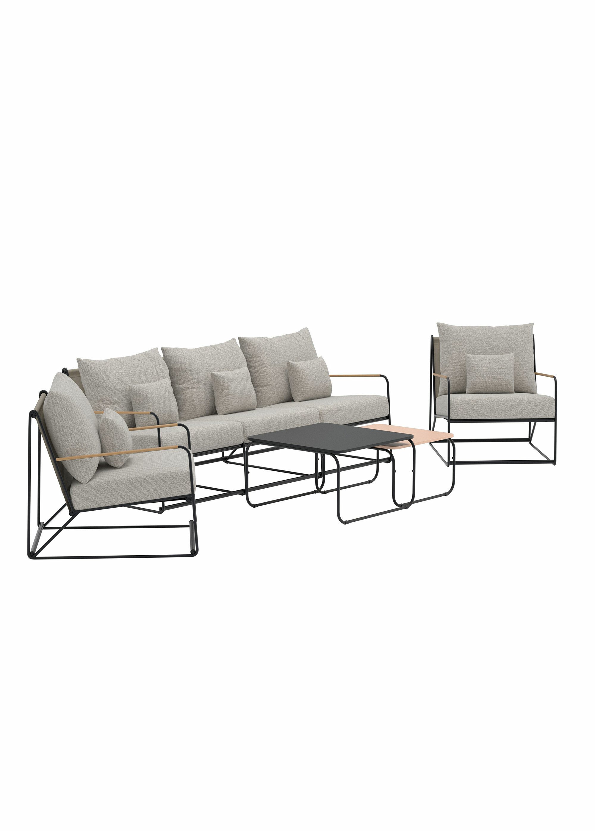Set outdoor 5 places + 2 tables, V2 NOIR VEN-9800-666 FA1