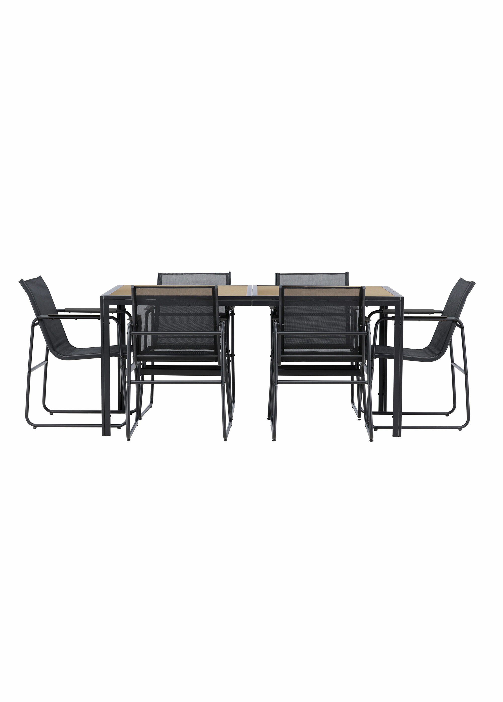 Set outdoor acier Table + 6 Fauteuils