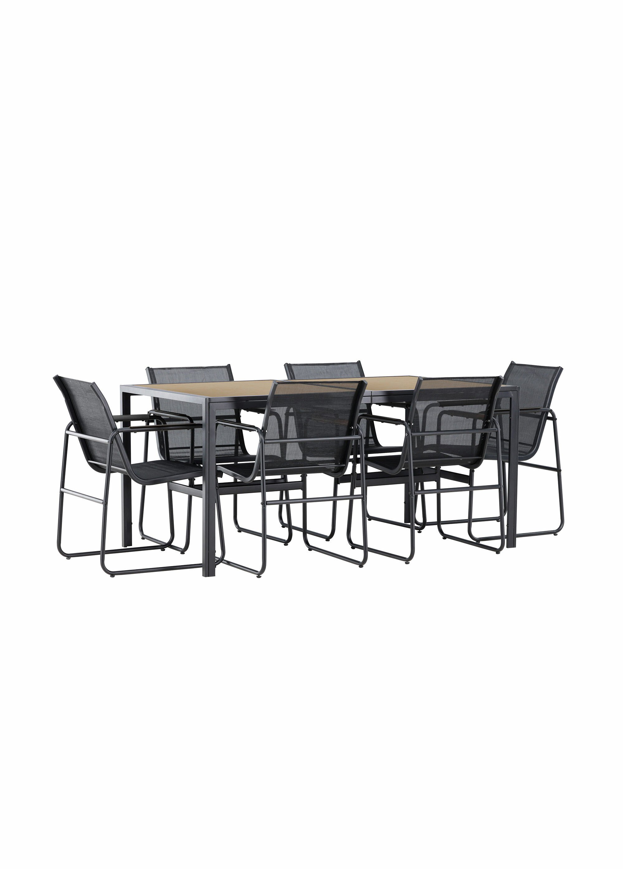 Set outdoor acier Table + 6 Fauteuils