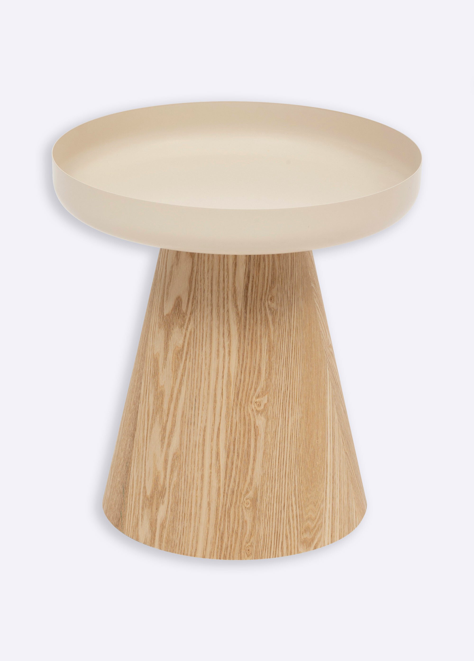 Table d'appoint métal, pied conique bois