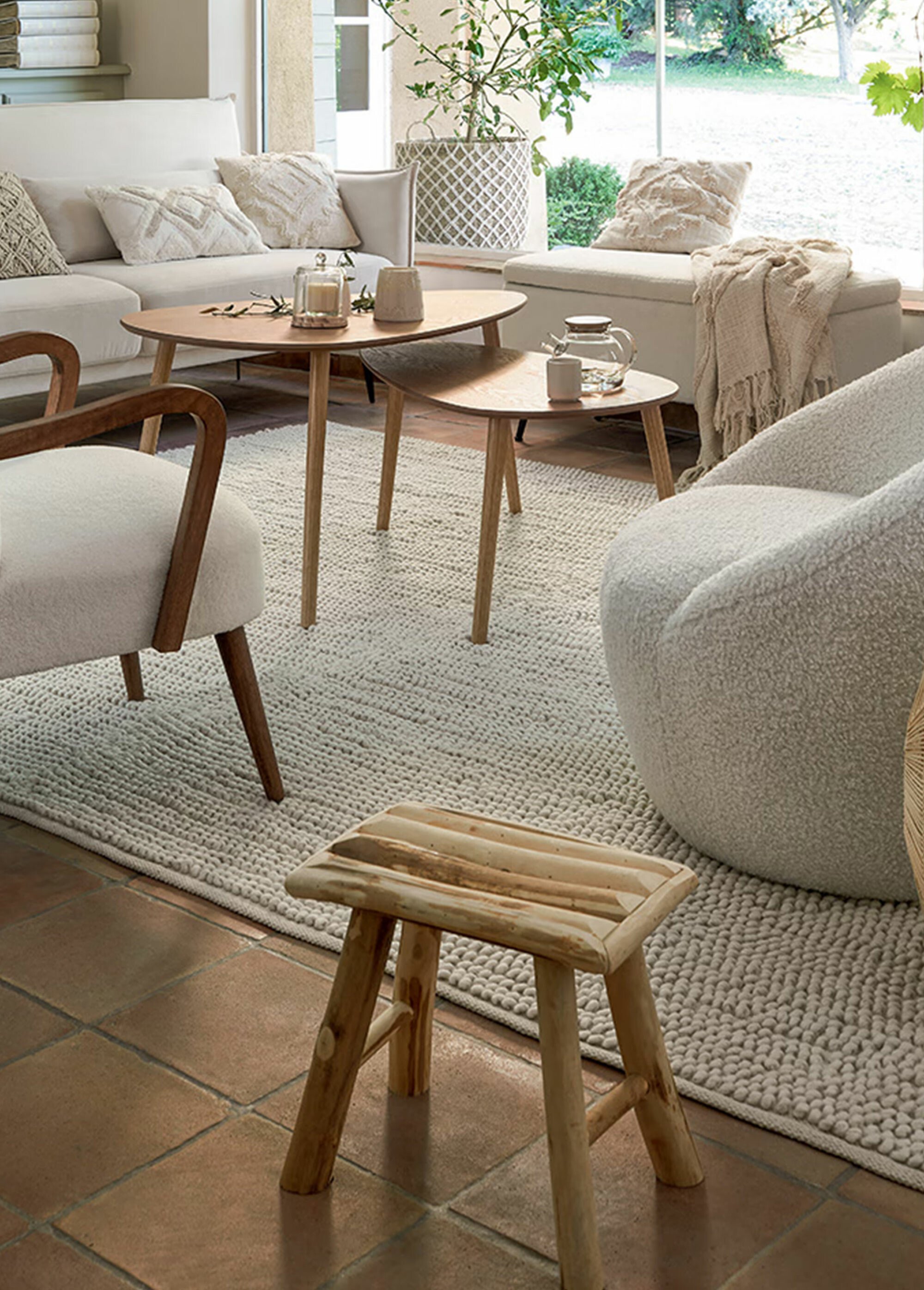 Tabouret en bois de peuplier brut MARRON JJA-140101 SI1