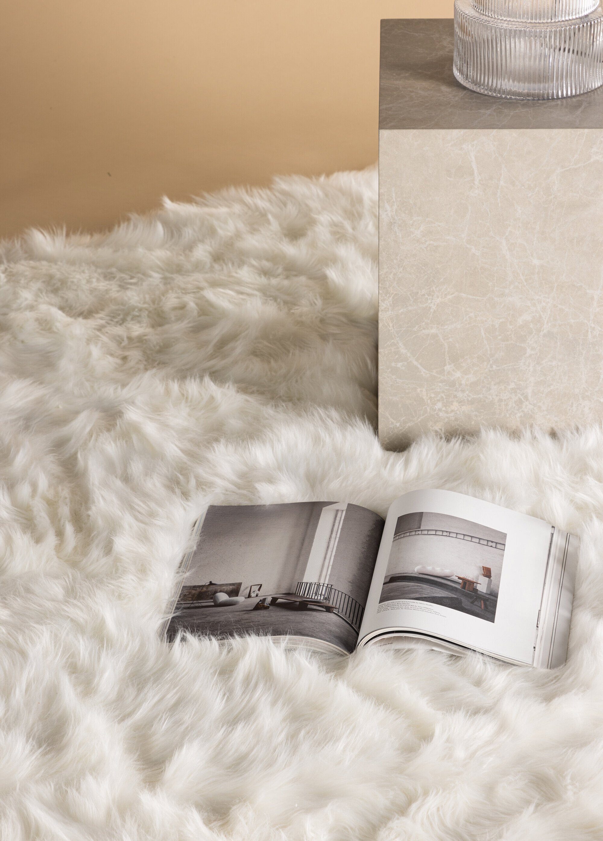 Tapis fausse fourrure claire 2,3 x 1,6m Blanc VEN-20010-101 DE3