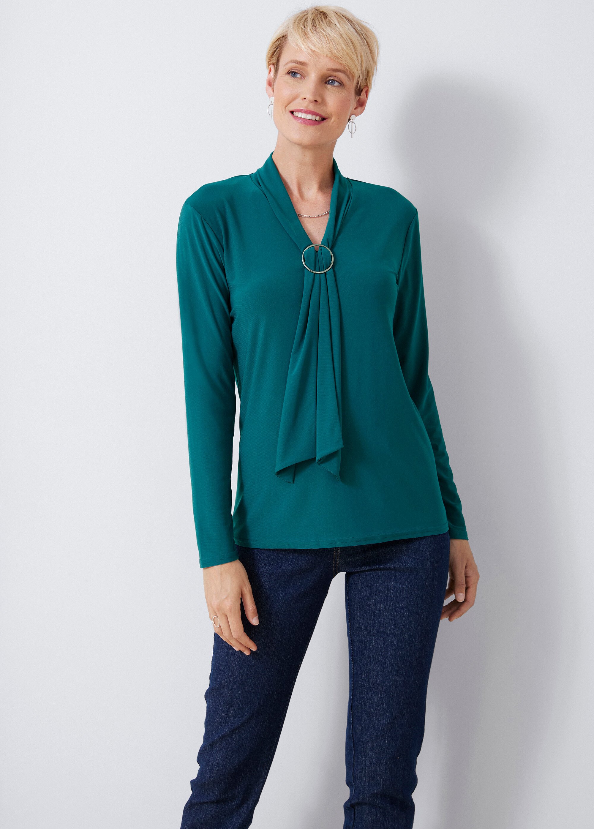 Robe Manches Longues Bleue Camaieu Avec Lavallière - Taille 40, Occasion Très Bon état