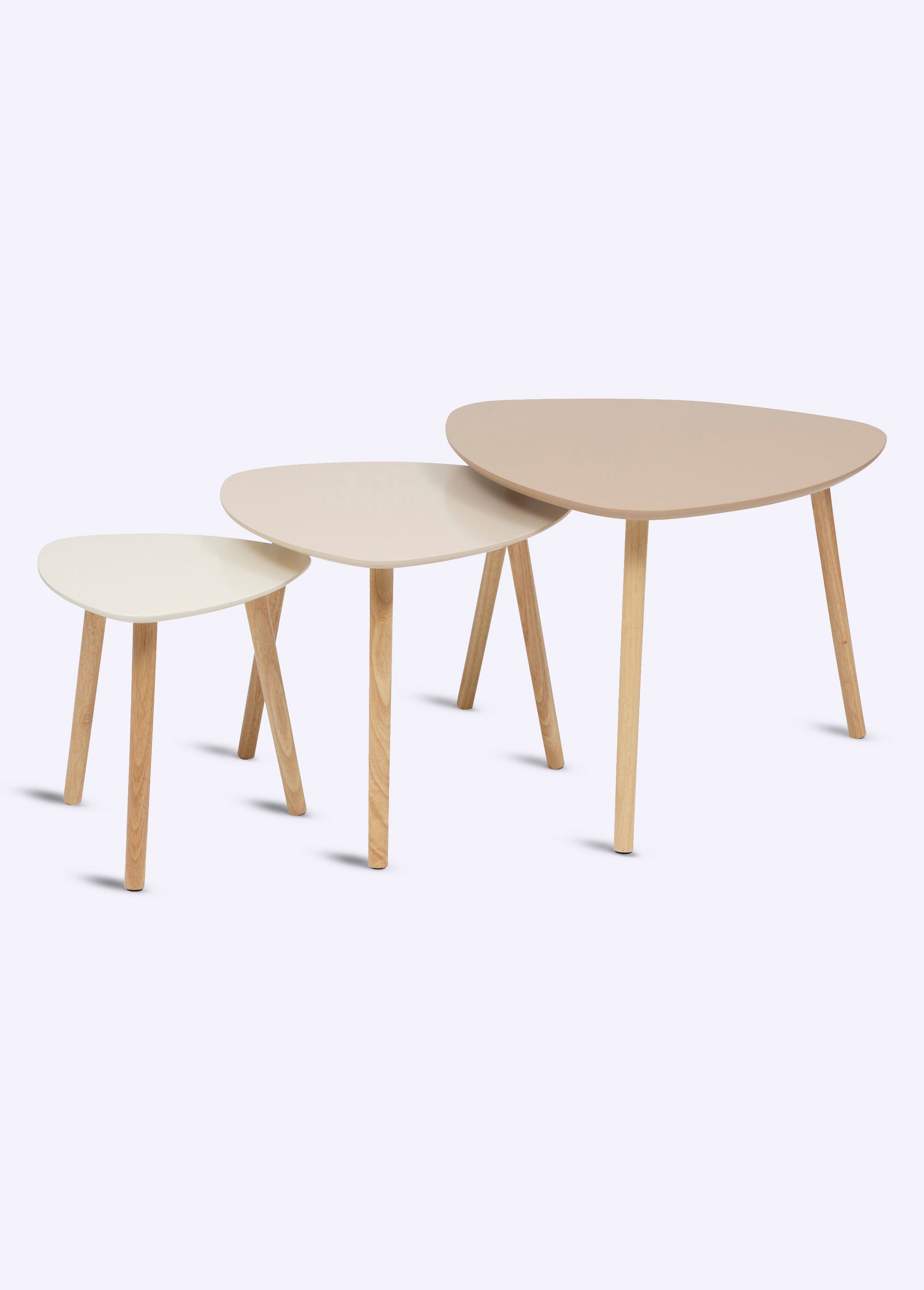 Trio de tables gigognes formes épurées BEIGE JJA-157052I FA1