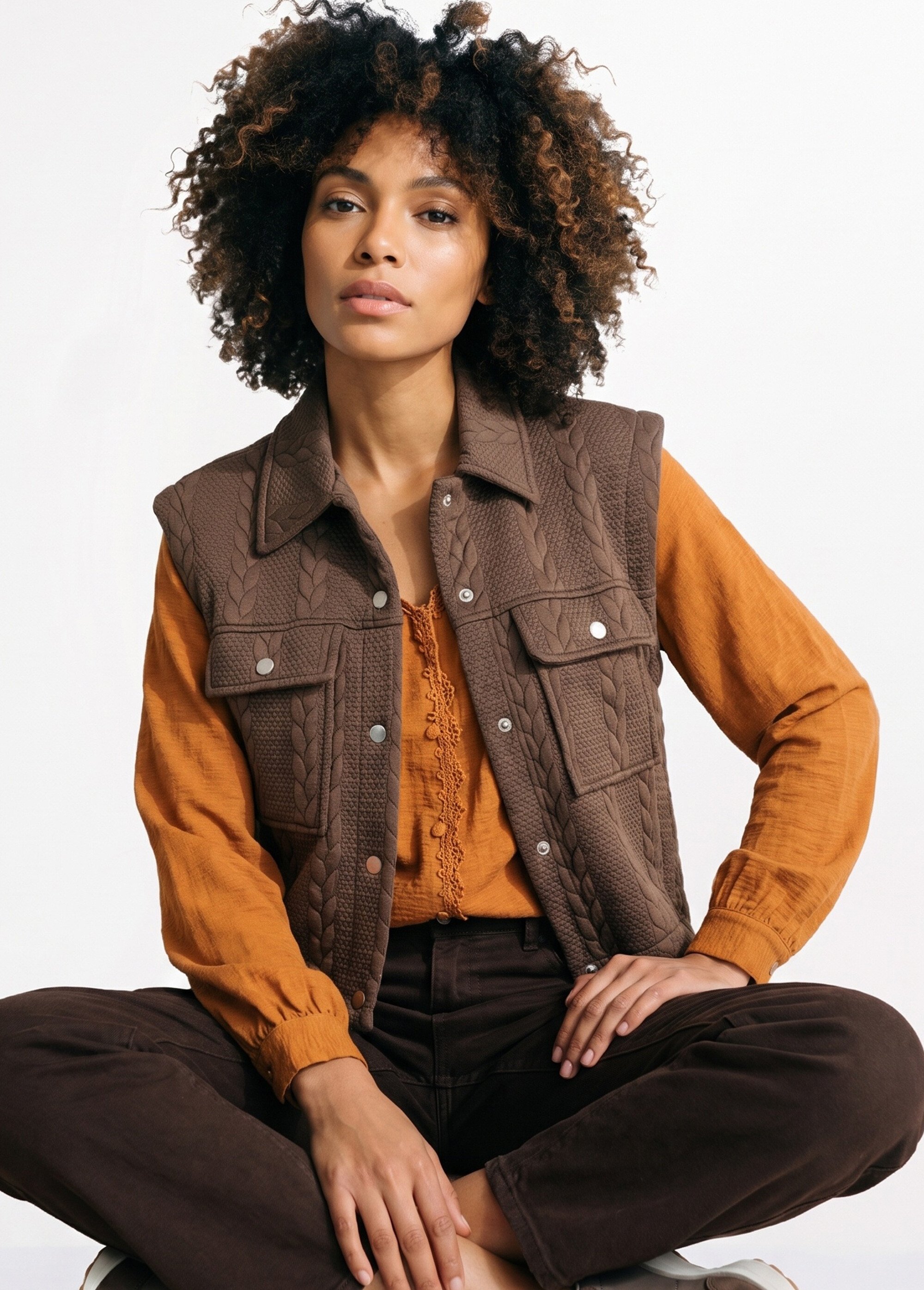 Veste sans manches maille fantaisie