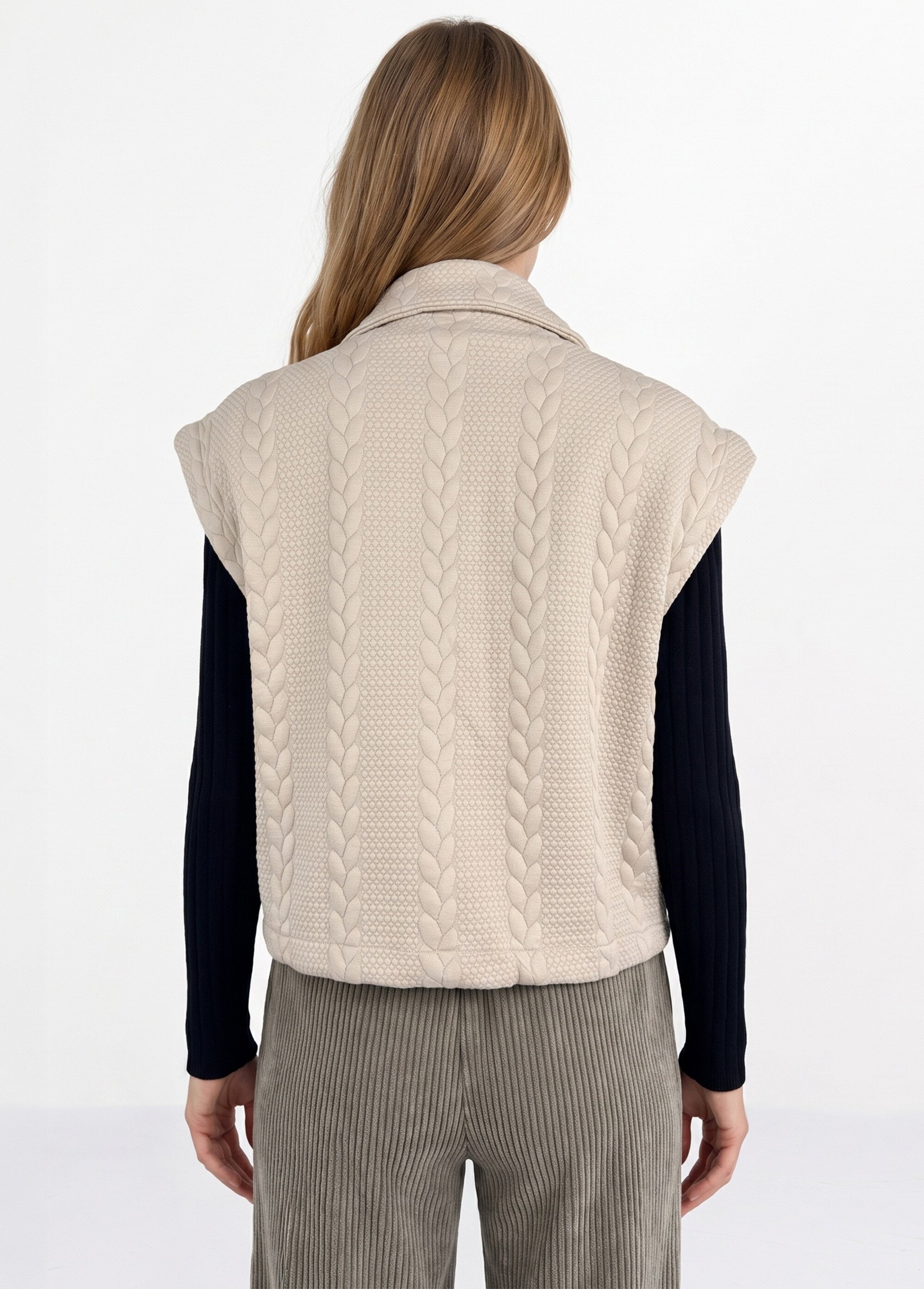 Veste sans manches maille fantaisie