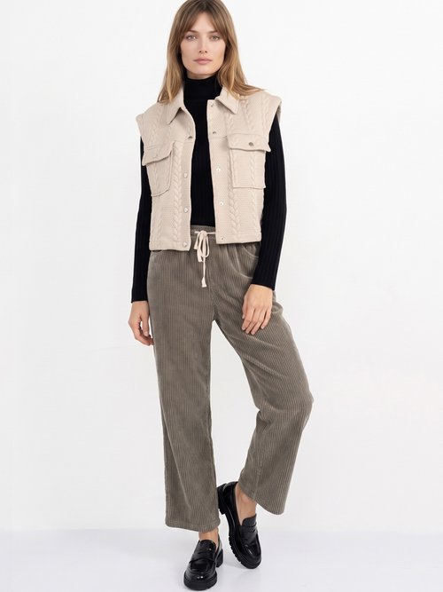 Veste sans manches maille fantaisie Femme Beige JB-A3238 SI1