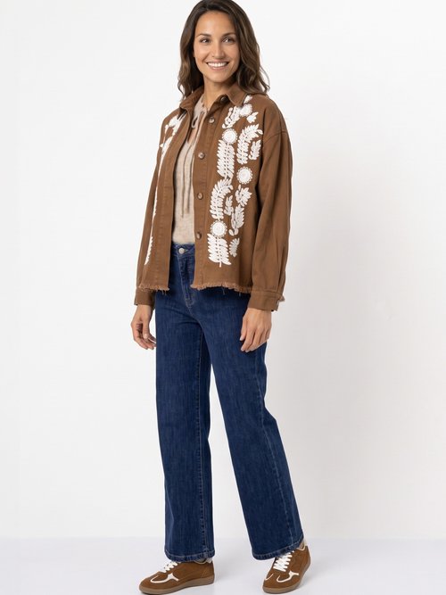Veste surchemise brodée inspiration folk Femme Marron JB-A3131 SI1