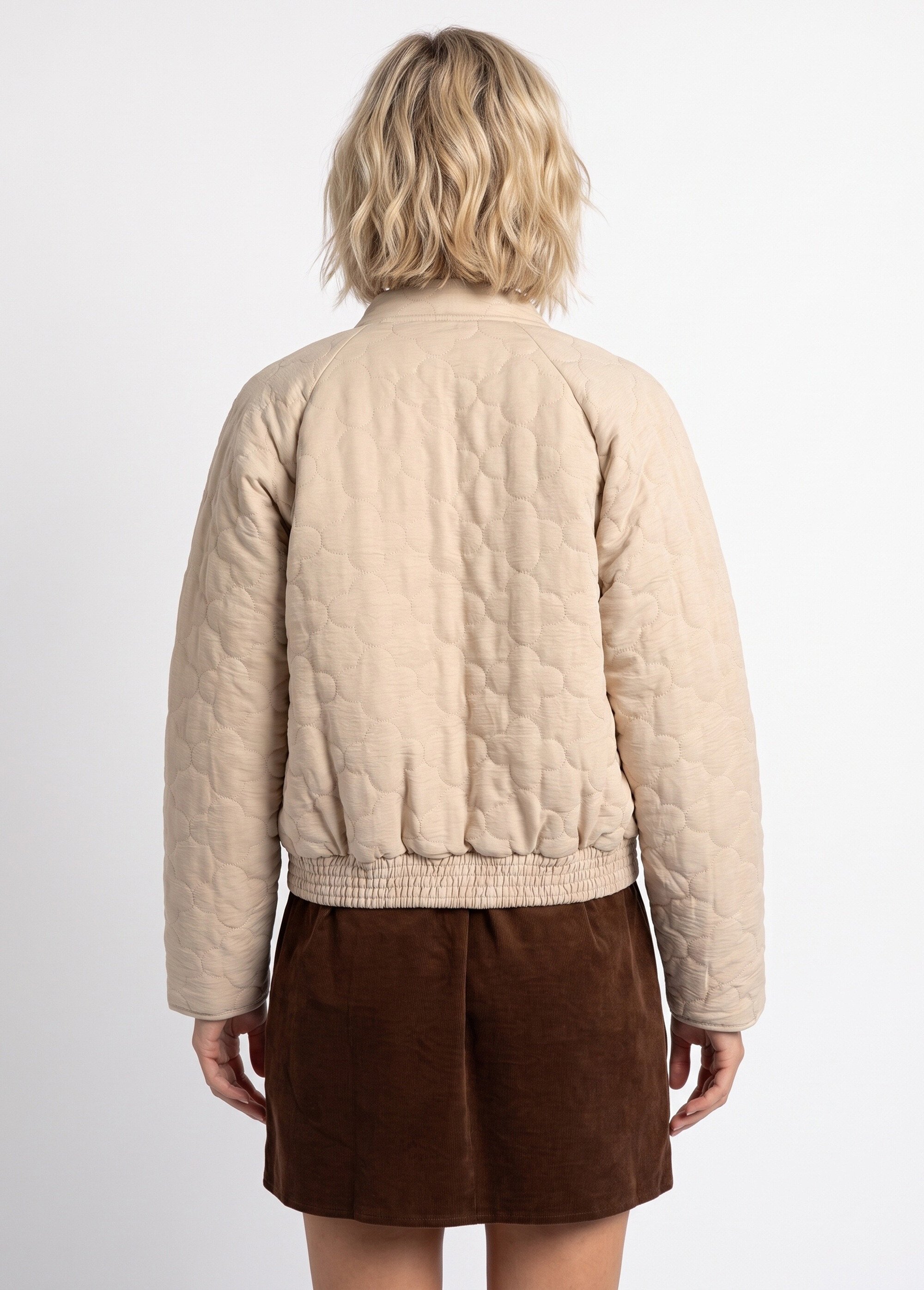Veste teddy matelassée inspiration bohème Femme Beige JB-A3216 DO1