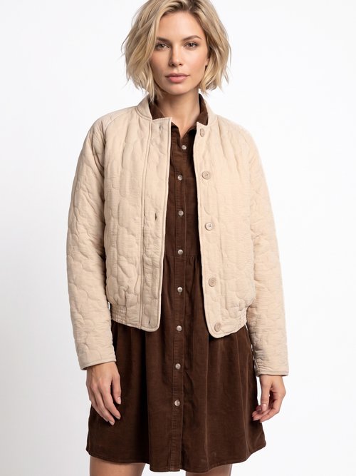 Veste teddy matelassée inspiration bohème Femme Beige JB-A3216 FA1