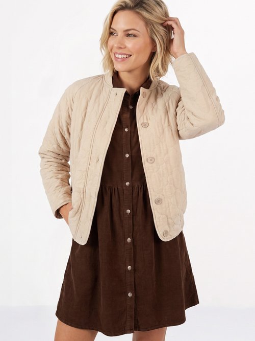Veste teddy matelassée inspiration bohème Femme Beige JB-A3216 MV1