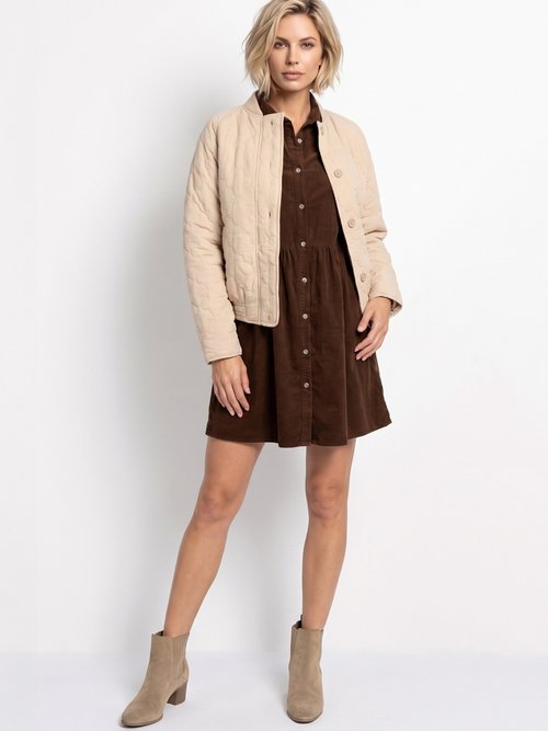 Veste teddy matelassée inspiration bohème Femme Beige JB-A3216 SI1