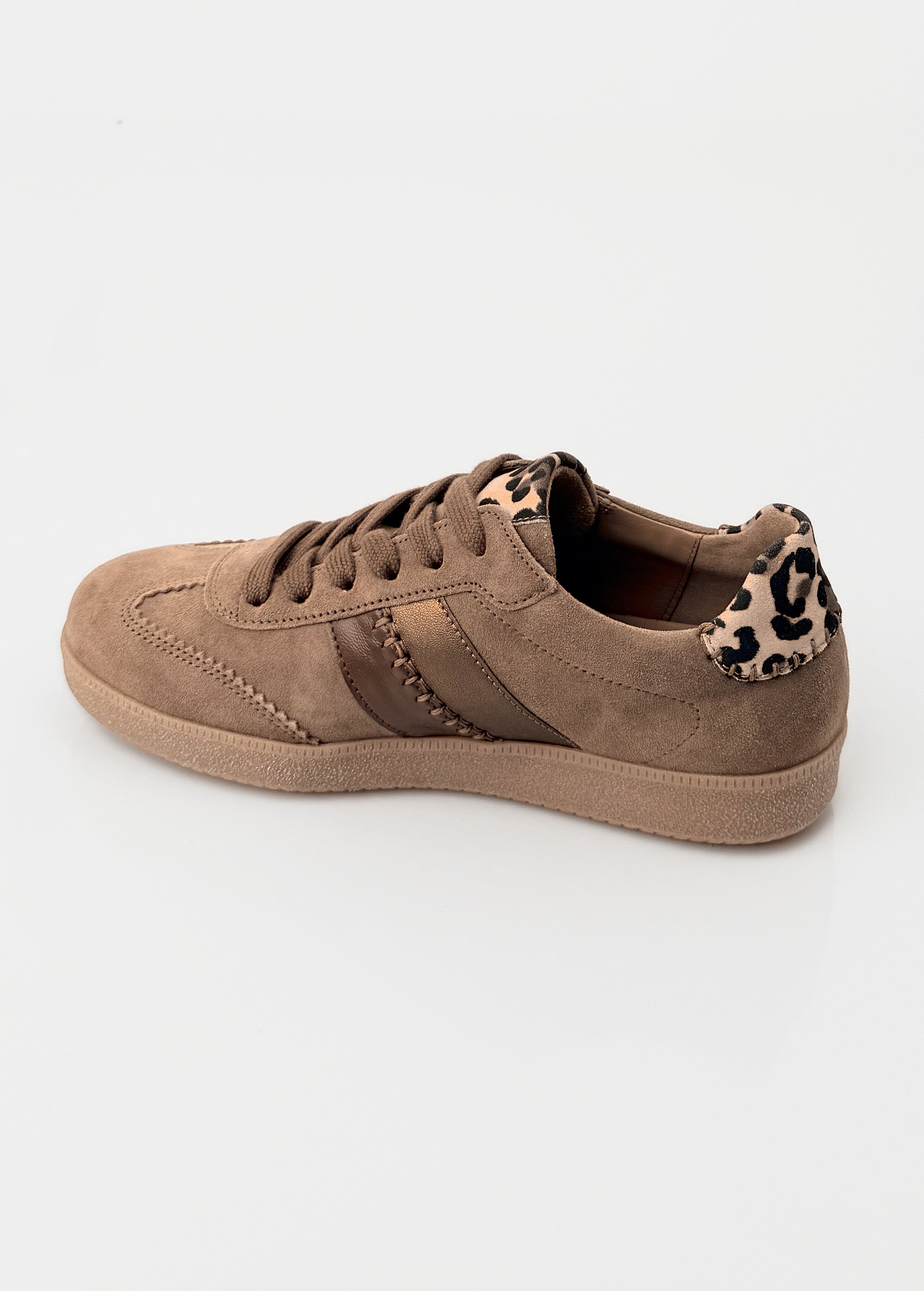 Baskets en cuir suédé, détails léopard Femme Marron GAB-8330118 DO1
