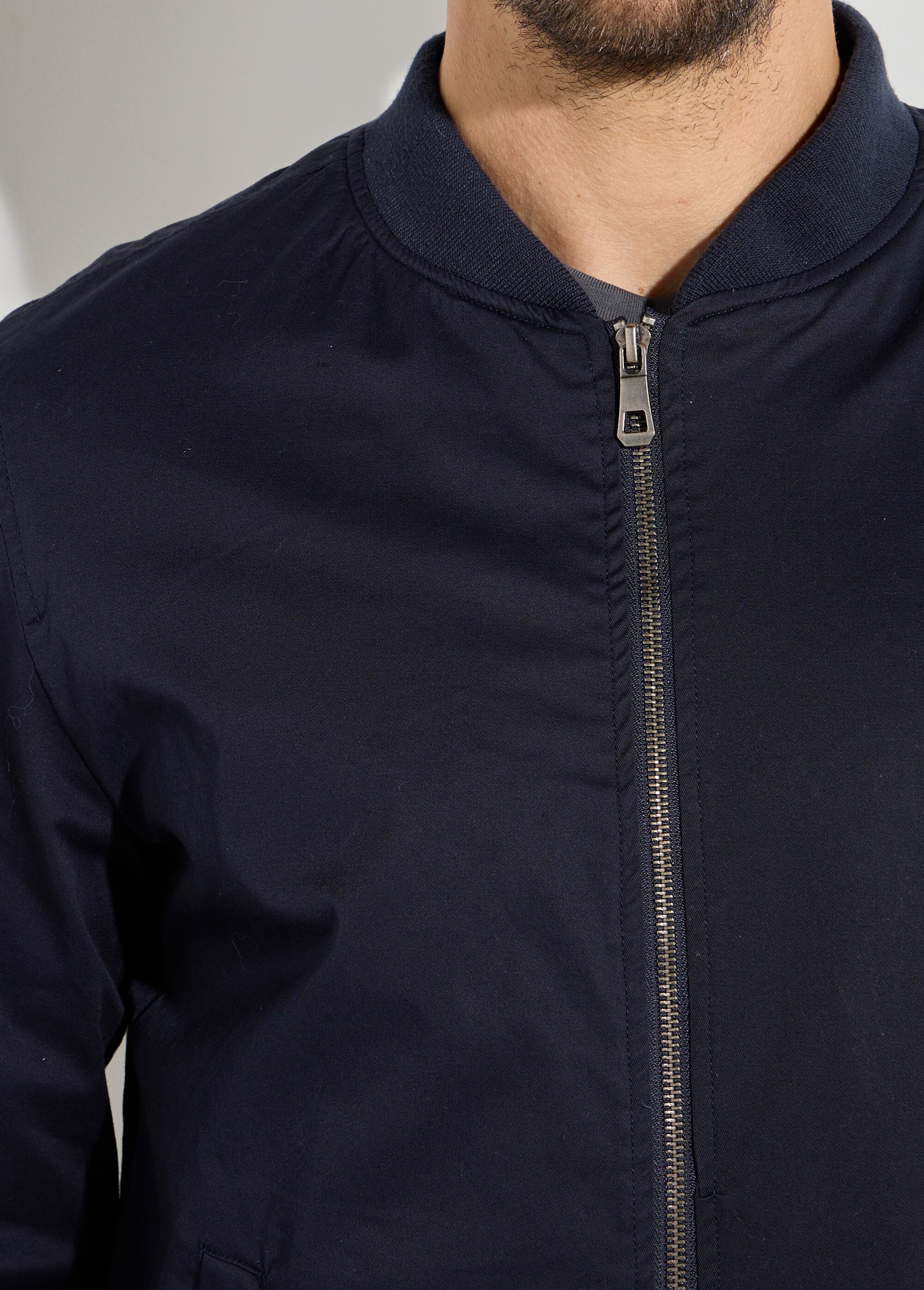 Blouson zippé forme Harrington col cotes