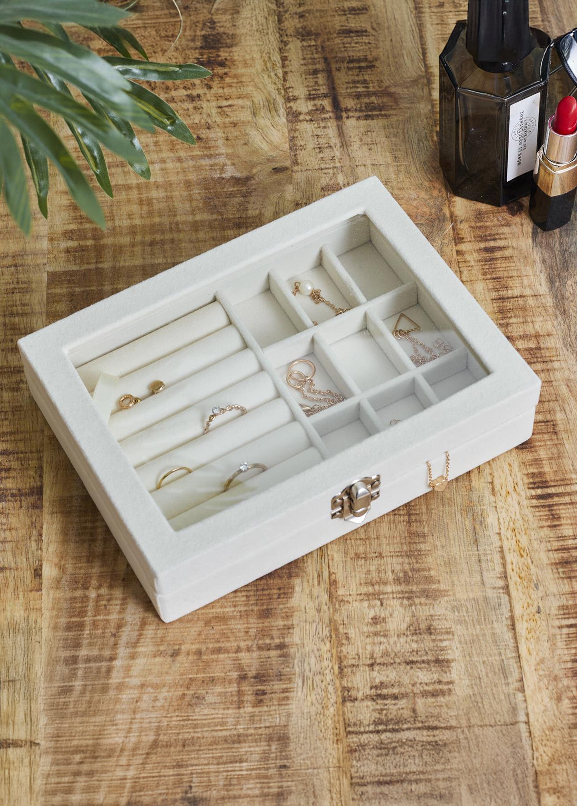 Boite à bijoux bois, couvercle verre 2F CREME CMP-HD0151 SI2