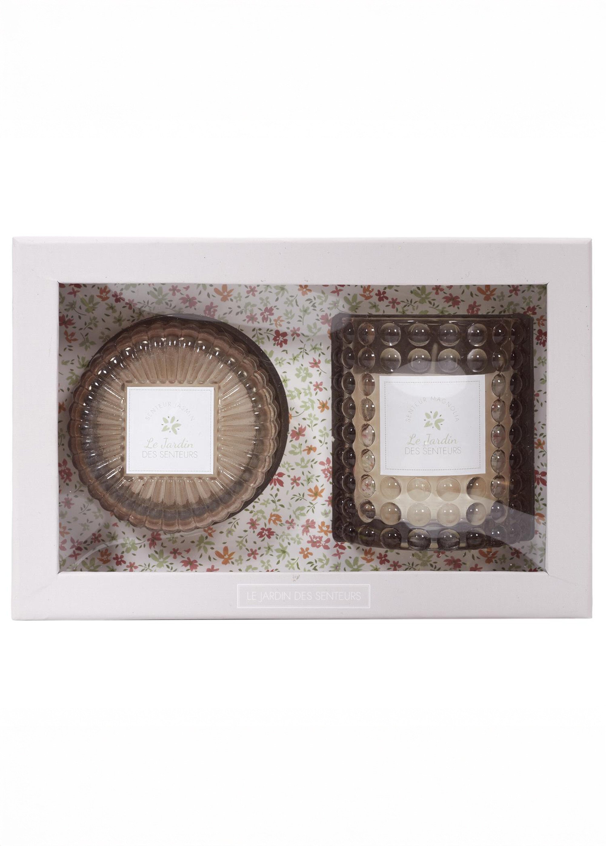 Coffret 2 bougies parfumées thème Jardin MAGNOLIA CMP-BO8116 DE4