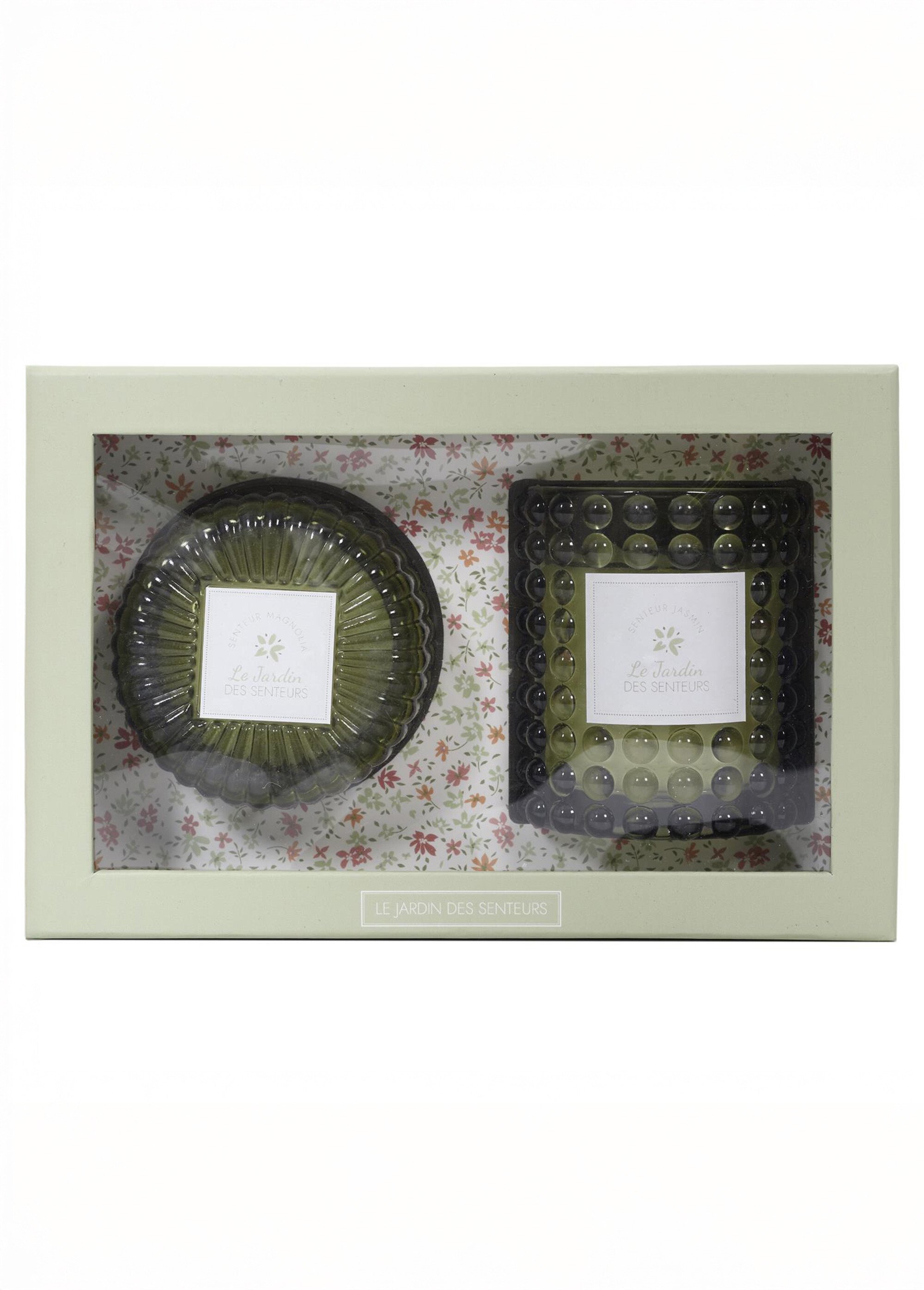 Coffret 2 bougies parfumées thème Jardin JASMIN CMP-BO8116 DE3