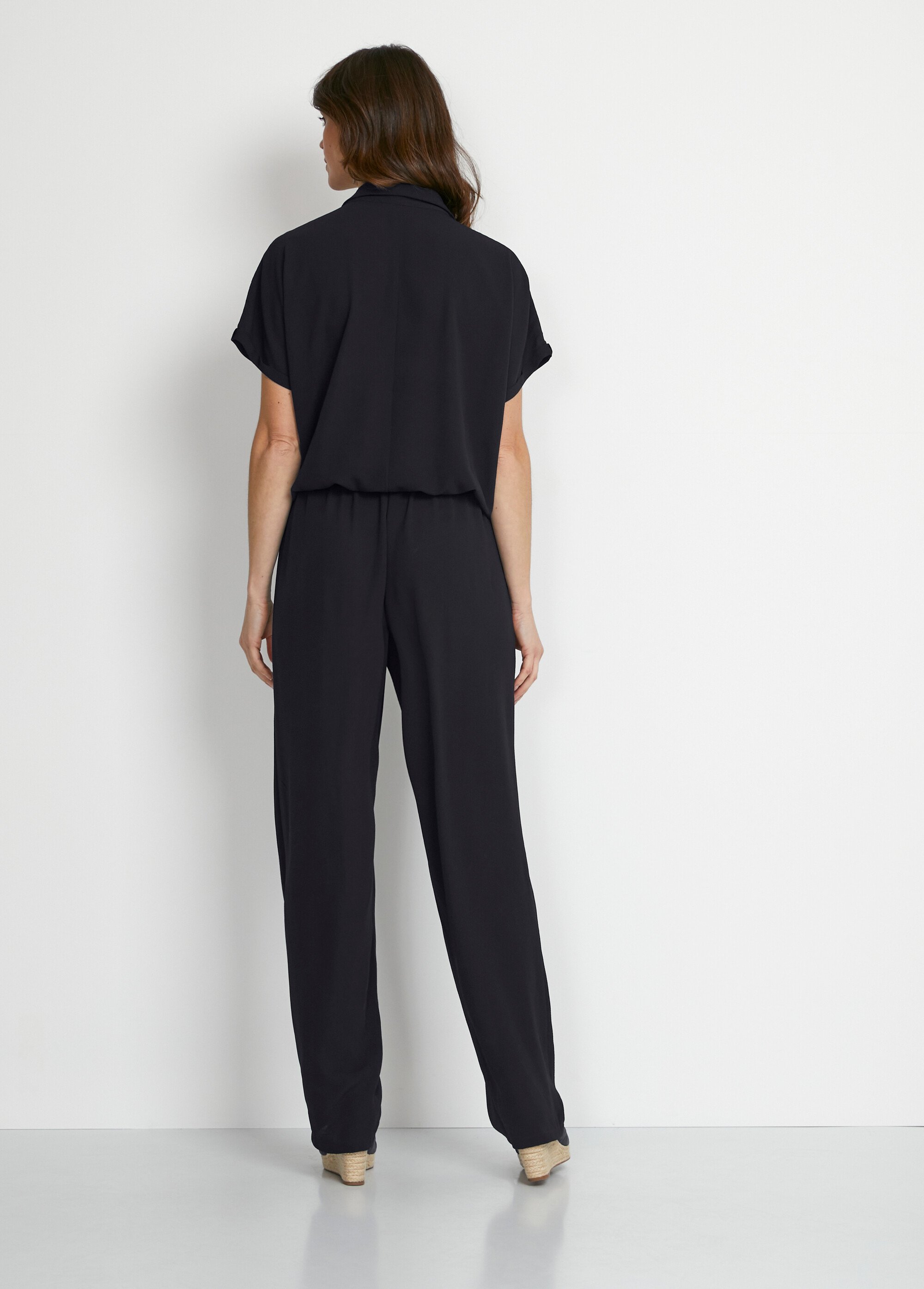 Combi-pantalon unie taille élastiquée