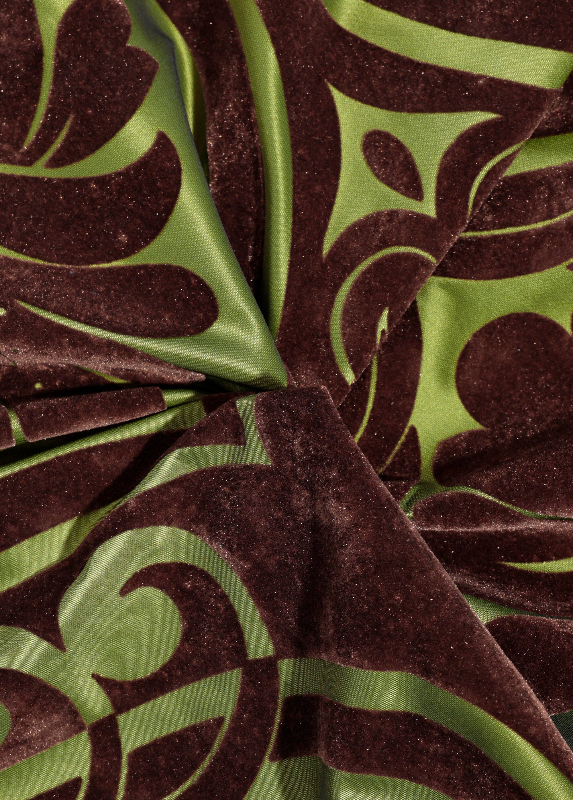 Coupon tissu taffetas déco, baroque OLIVE ET CHOCO COT148556 FA1