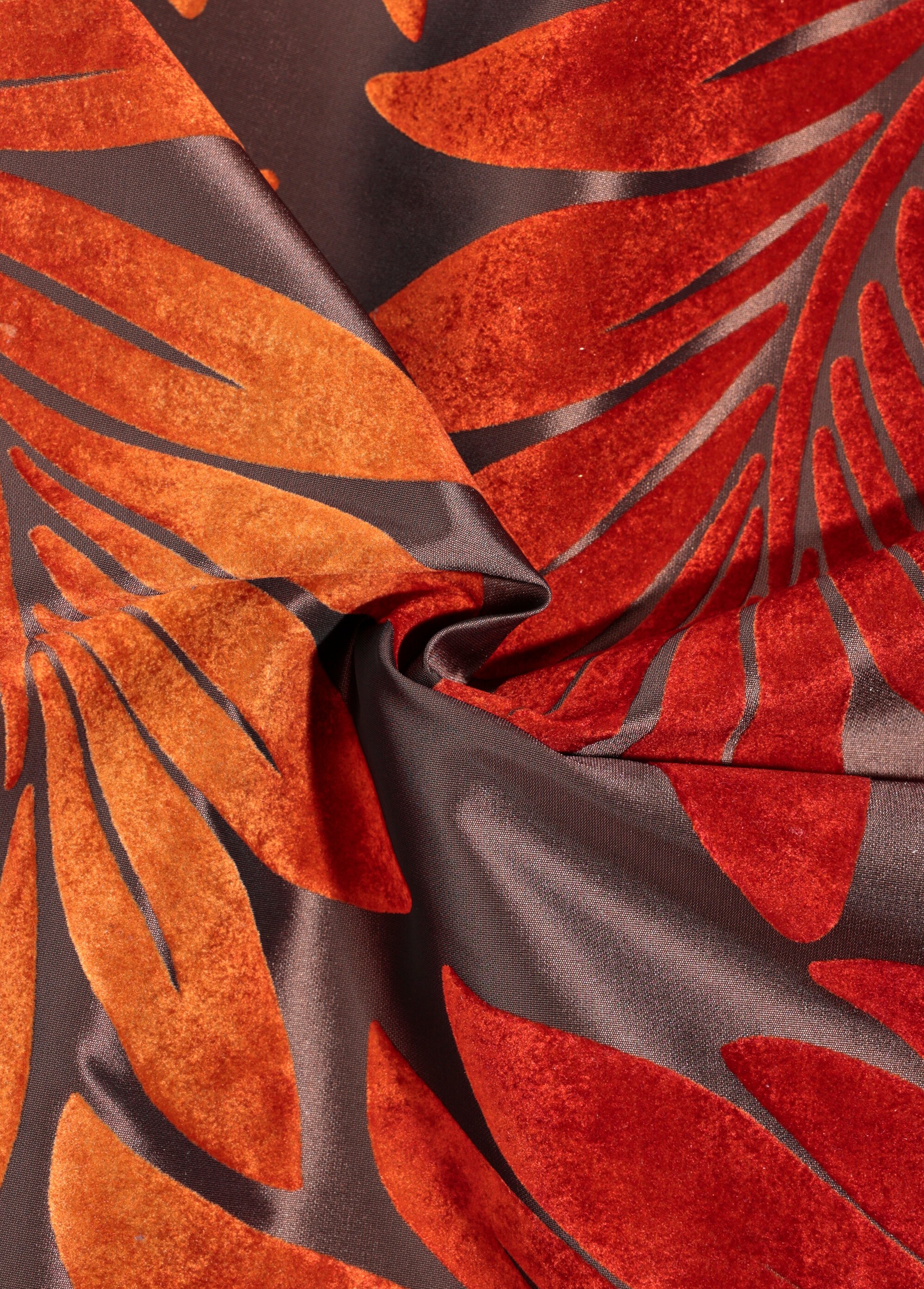 Coupon tissu taffetas déco, feuilles