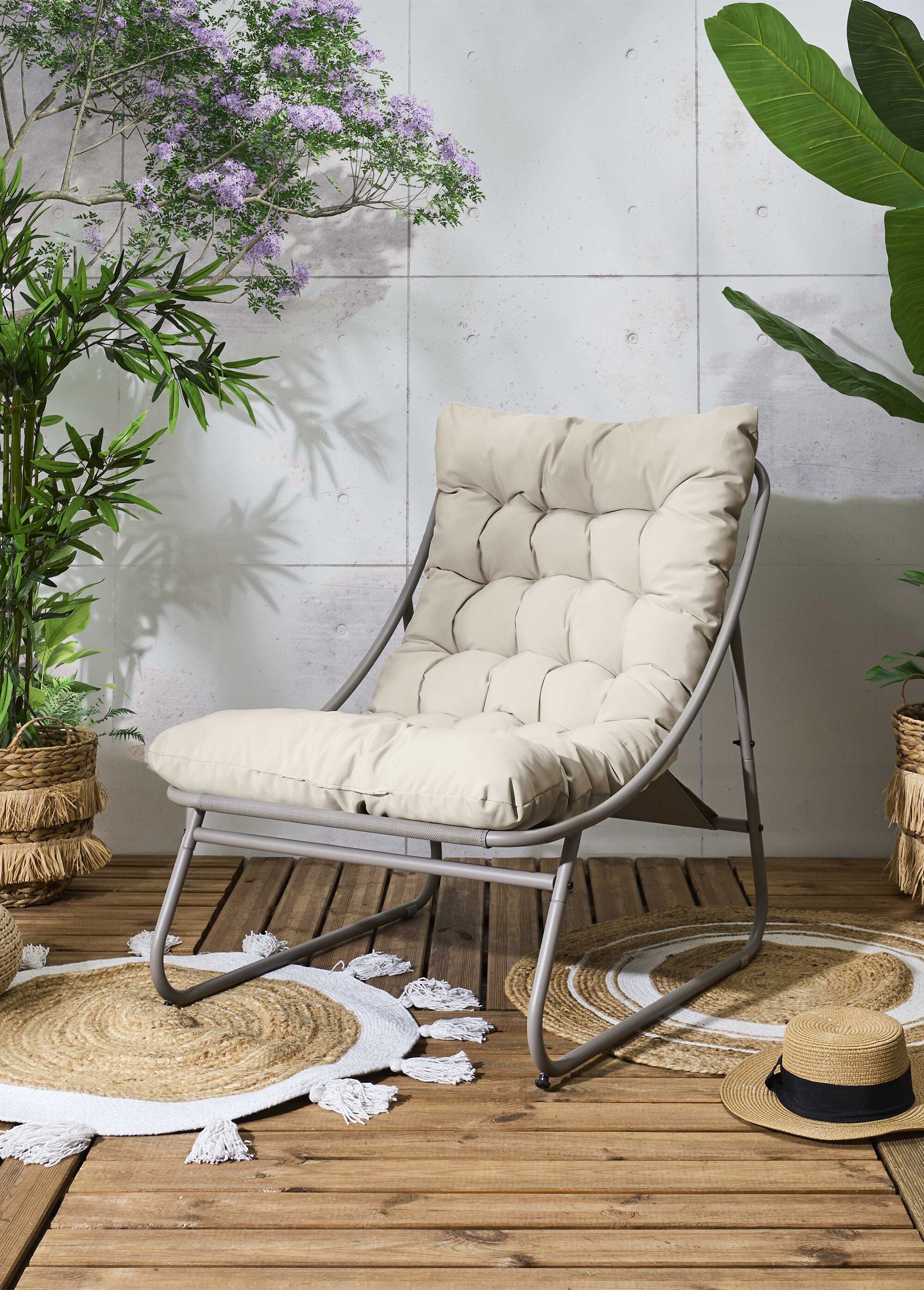 Fauteuil assise rembourrée et pied acier BEIGE CMP-HDO0364 SI1