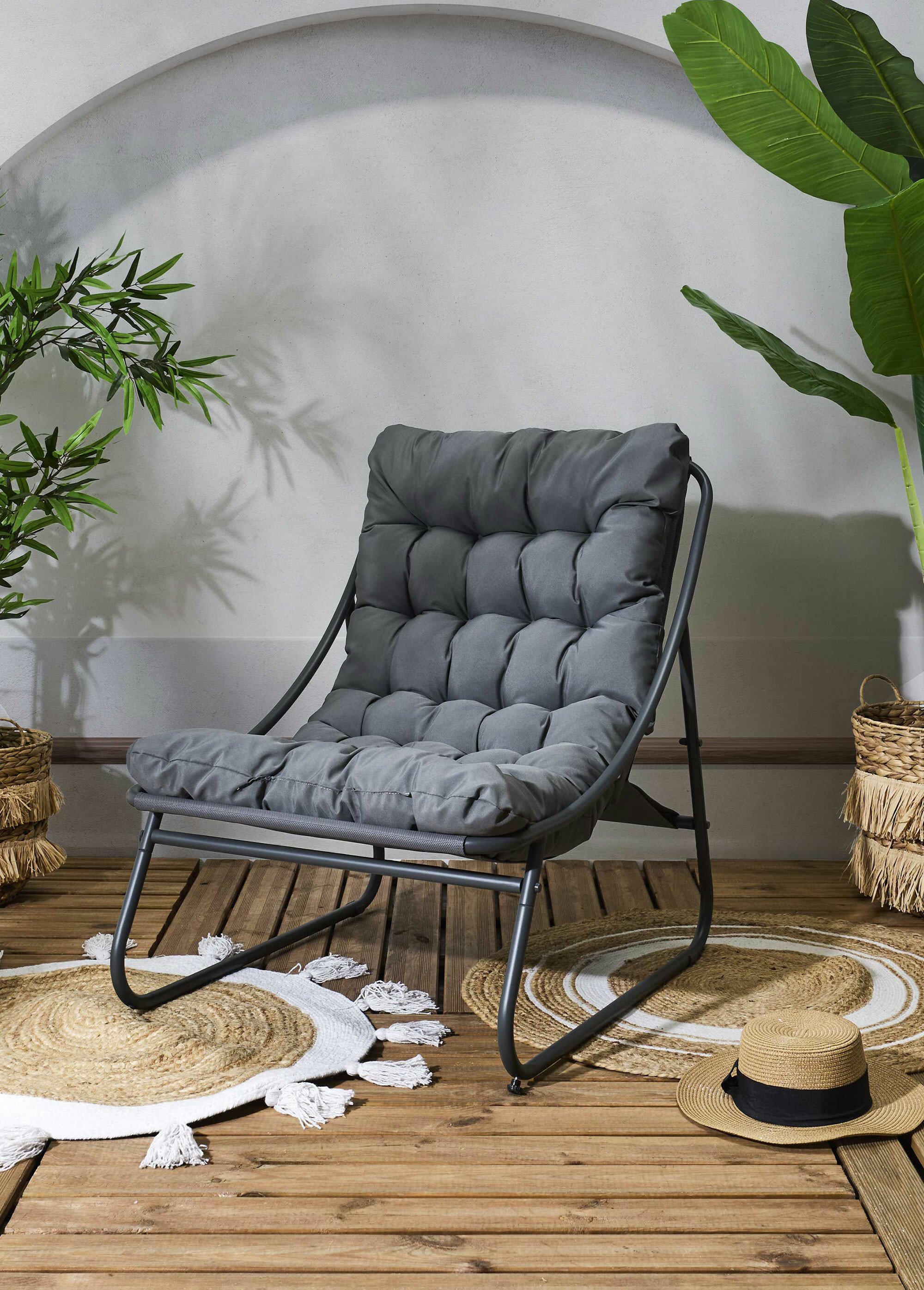 Fauteuil assise rembourrée et pied acier GRIS CMP-HDO0364 SI1